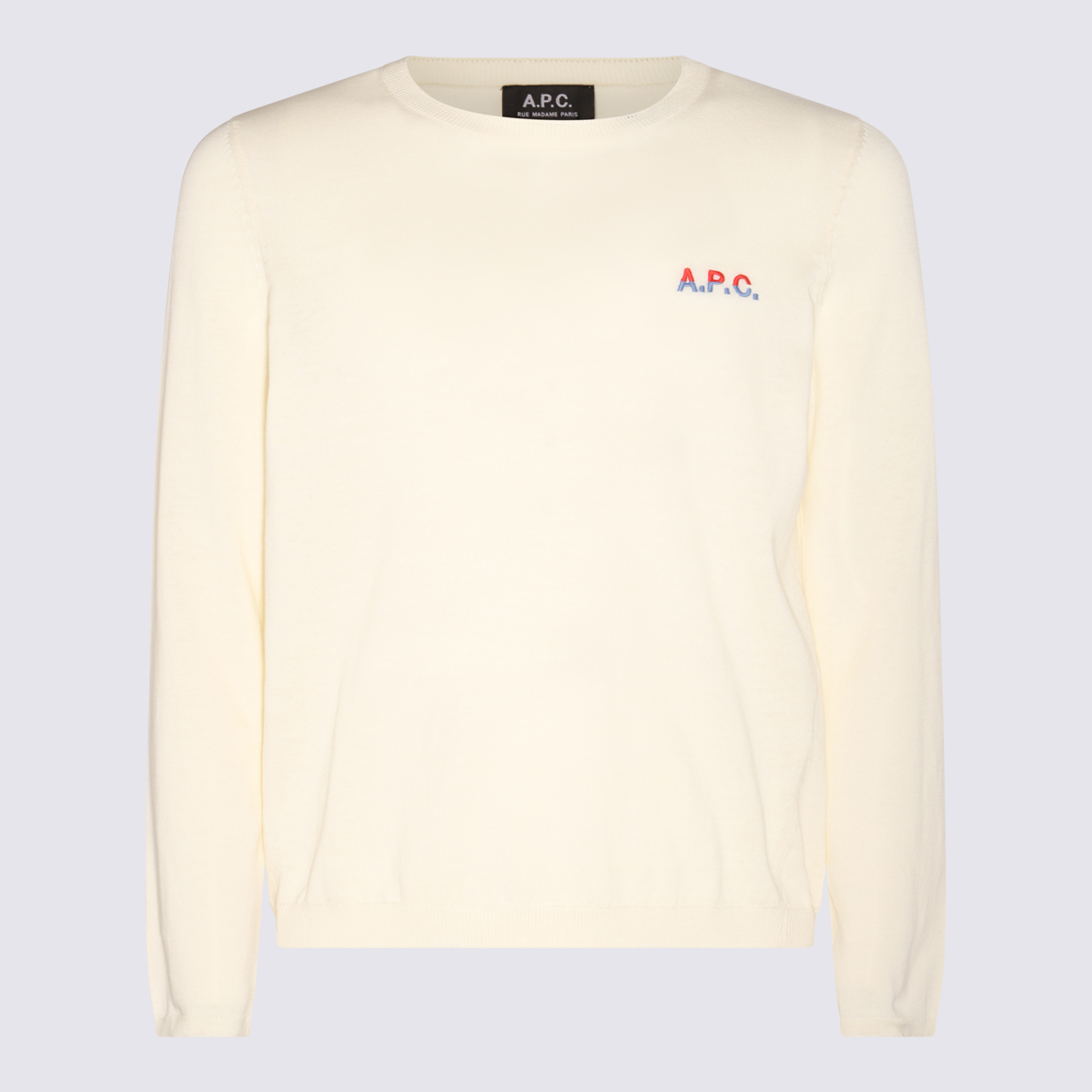 A. P.C. Ecru And Rouge Cotton Sweater