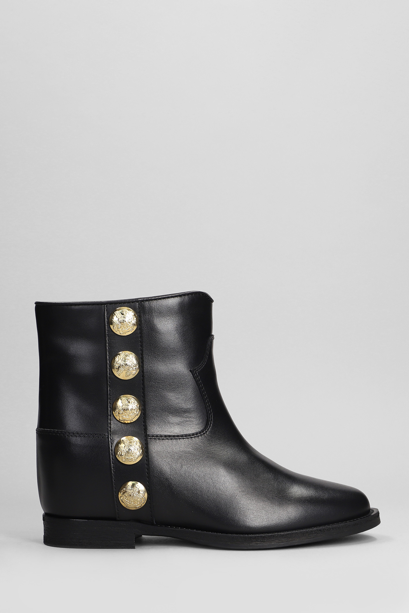 Ankle Boots Inside Wedge In Black Leather