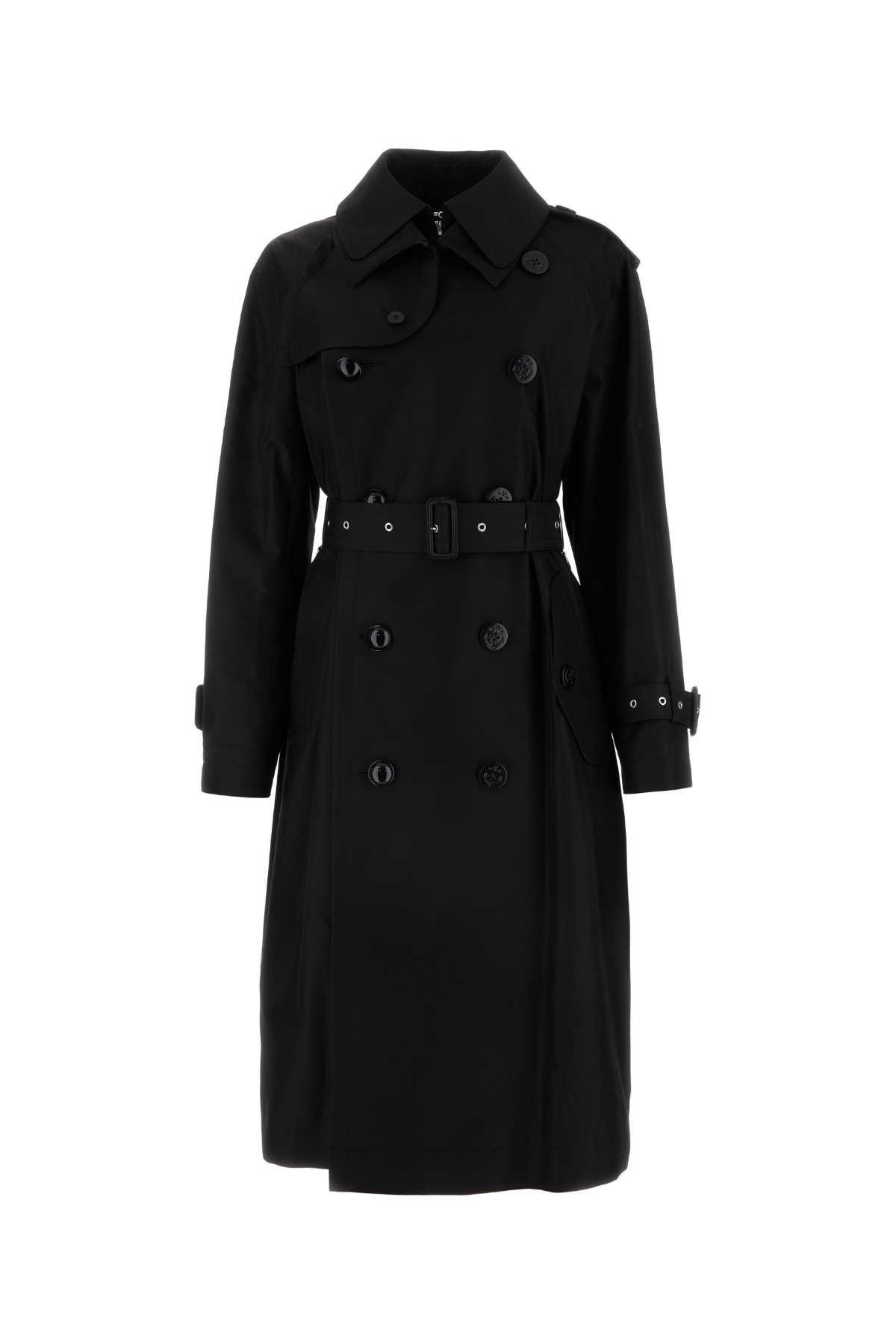 Black Cotton Blend Trench Coat