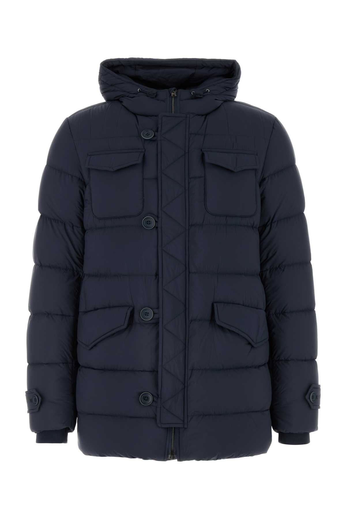 Navy Blue Nylon Down Jacket