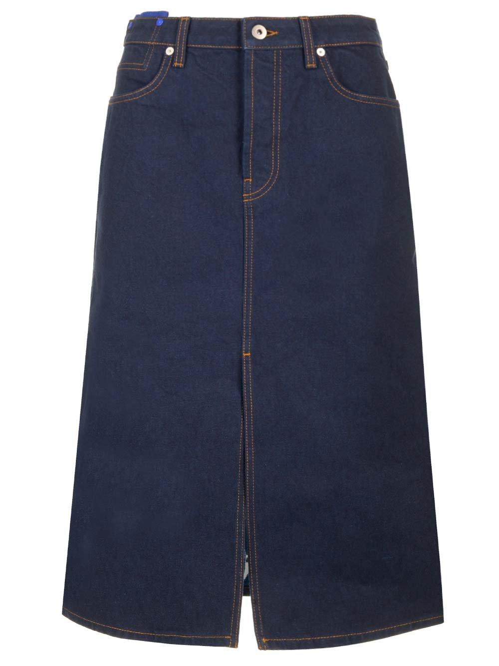 Japanese Front-slit Denim Midi Skirt