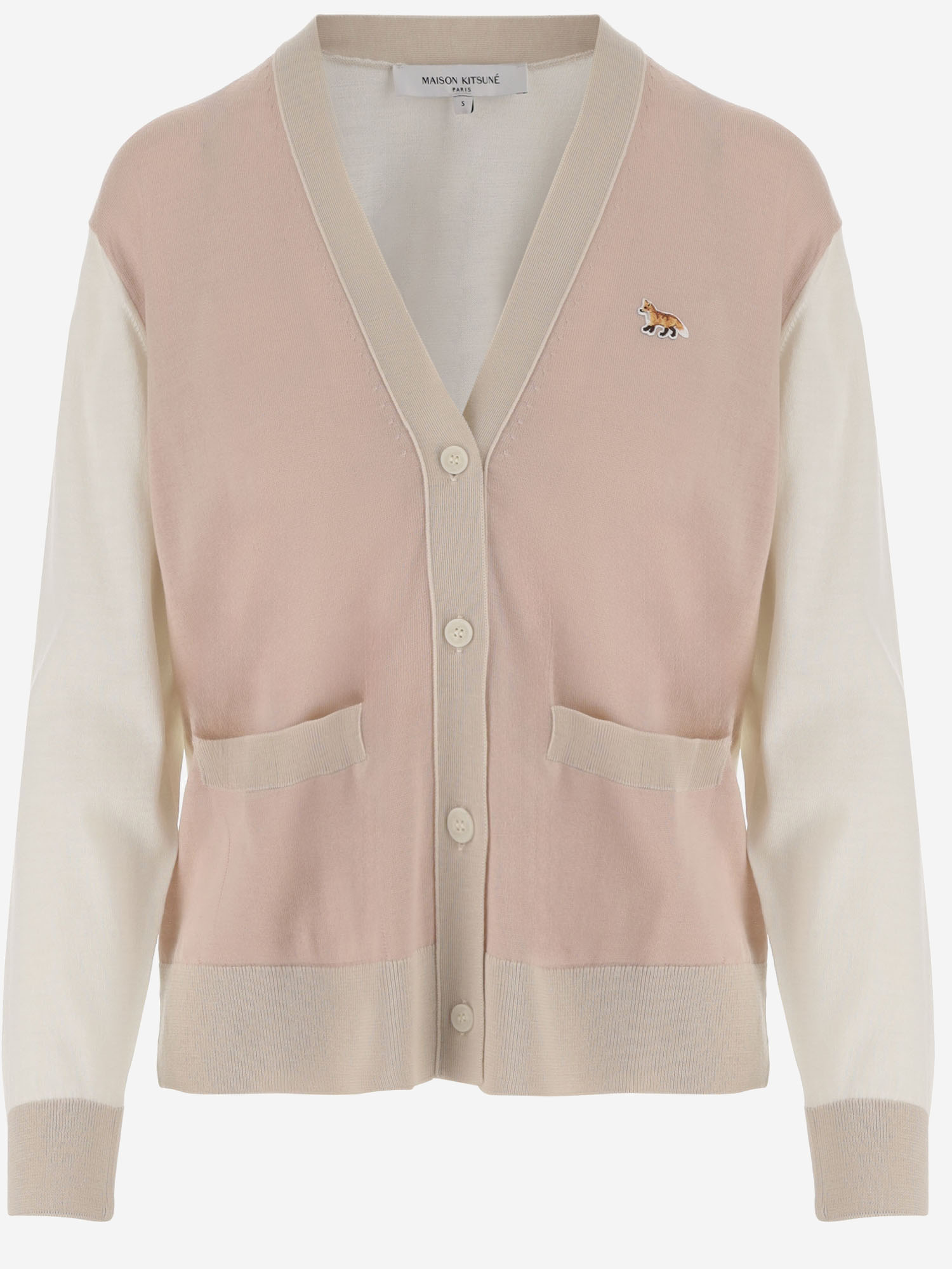 Maison Kitsuné Wool Cardigan With Fox Patch