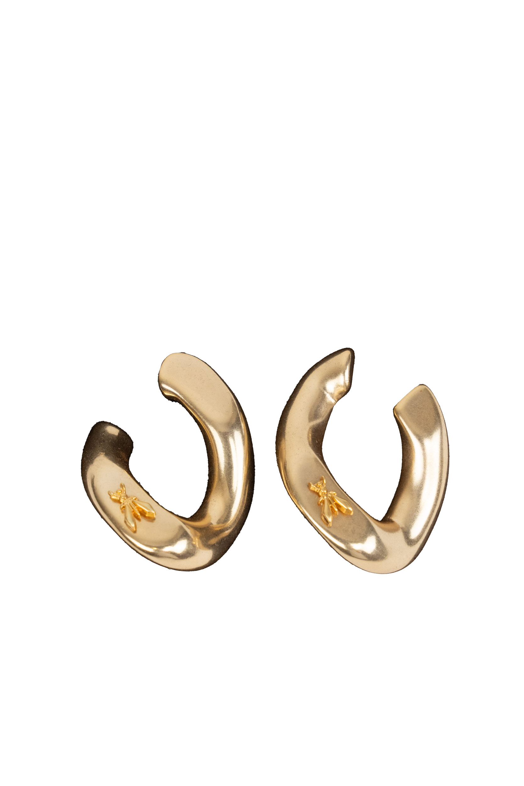 Gold Metal Earrings With Logo