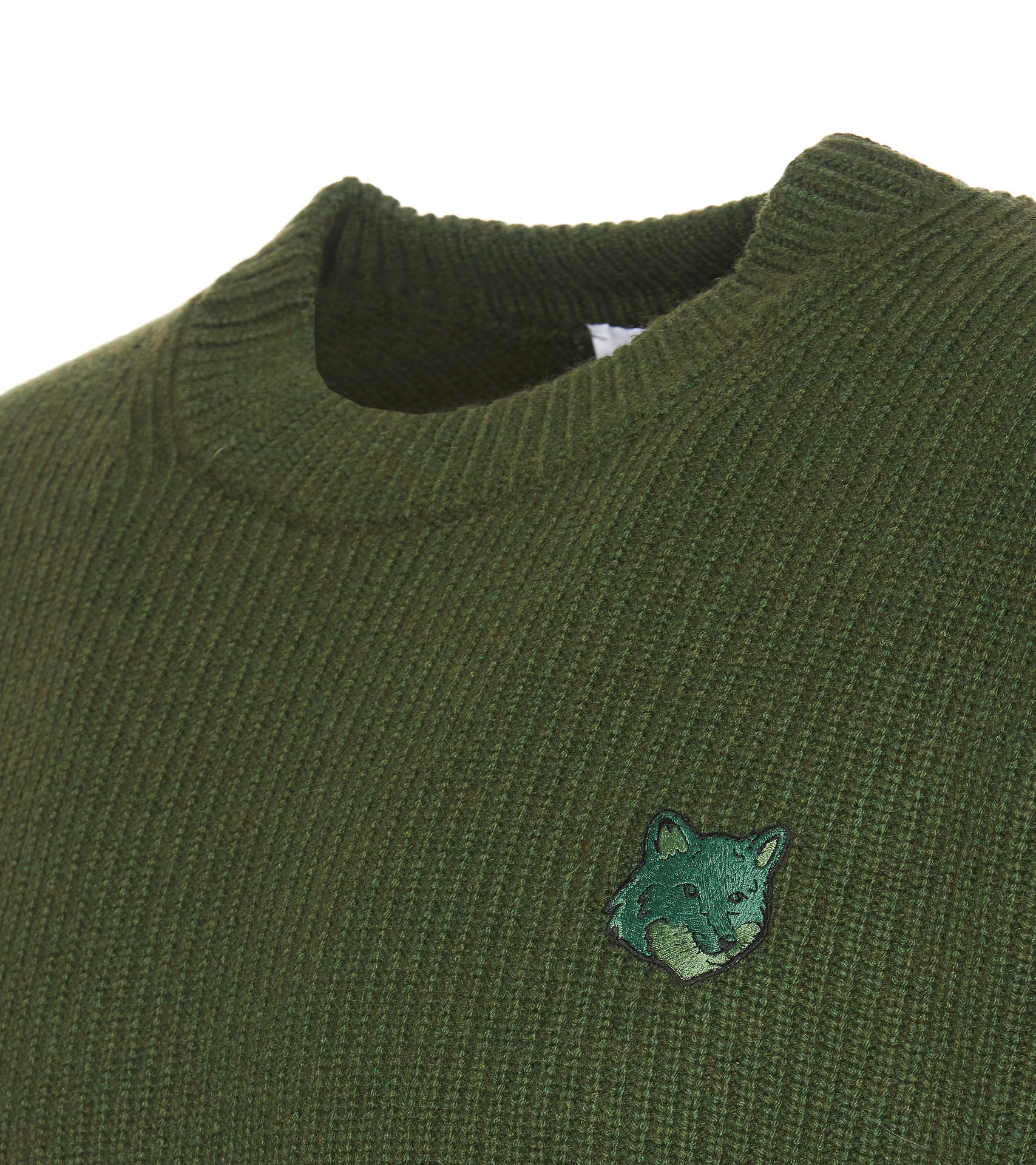 Shop Maison Kitsuné Bold Fox Head Patch Sweater In Green