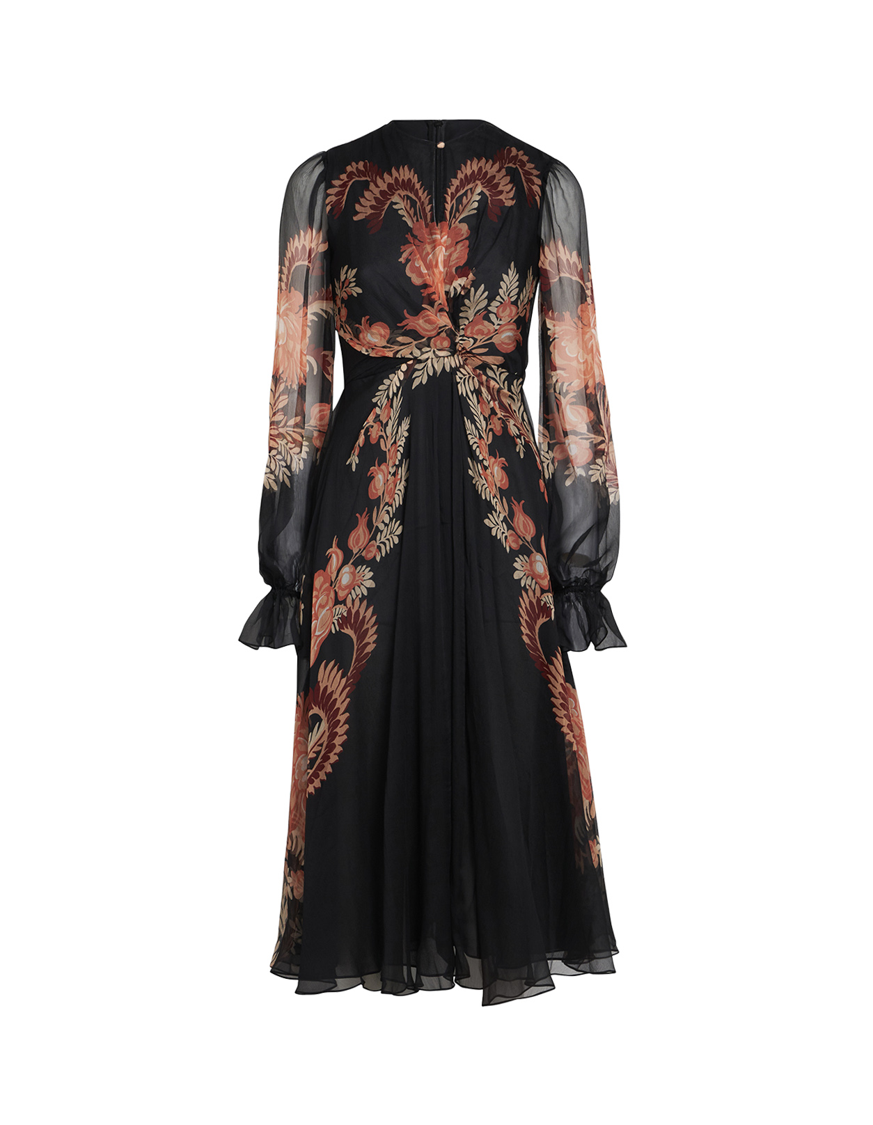 Printed Black Chiffon Dress