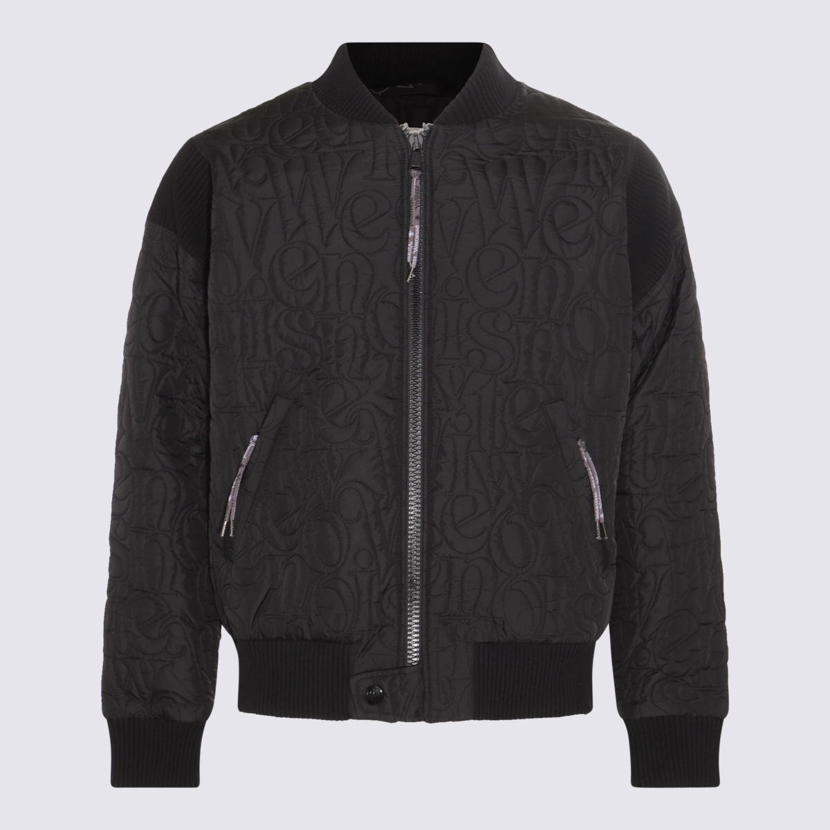 Black Nylon Bomber Casual Jacket