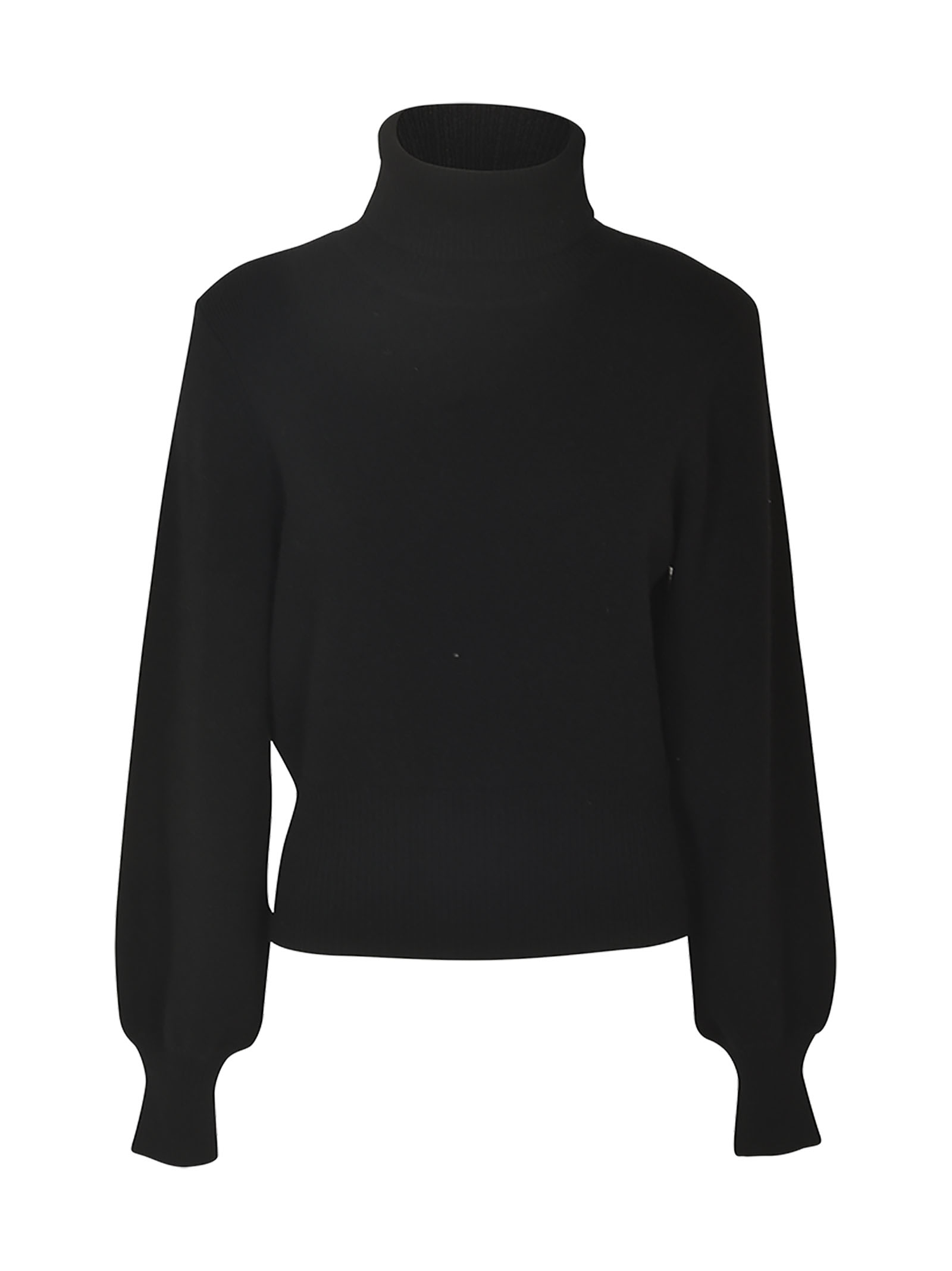 Roll-neck Rib Trim Cropped Pullover