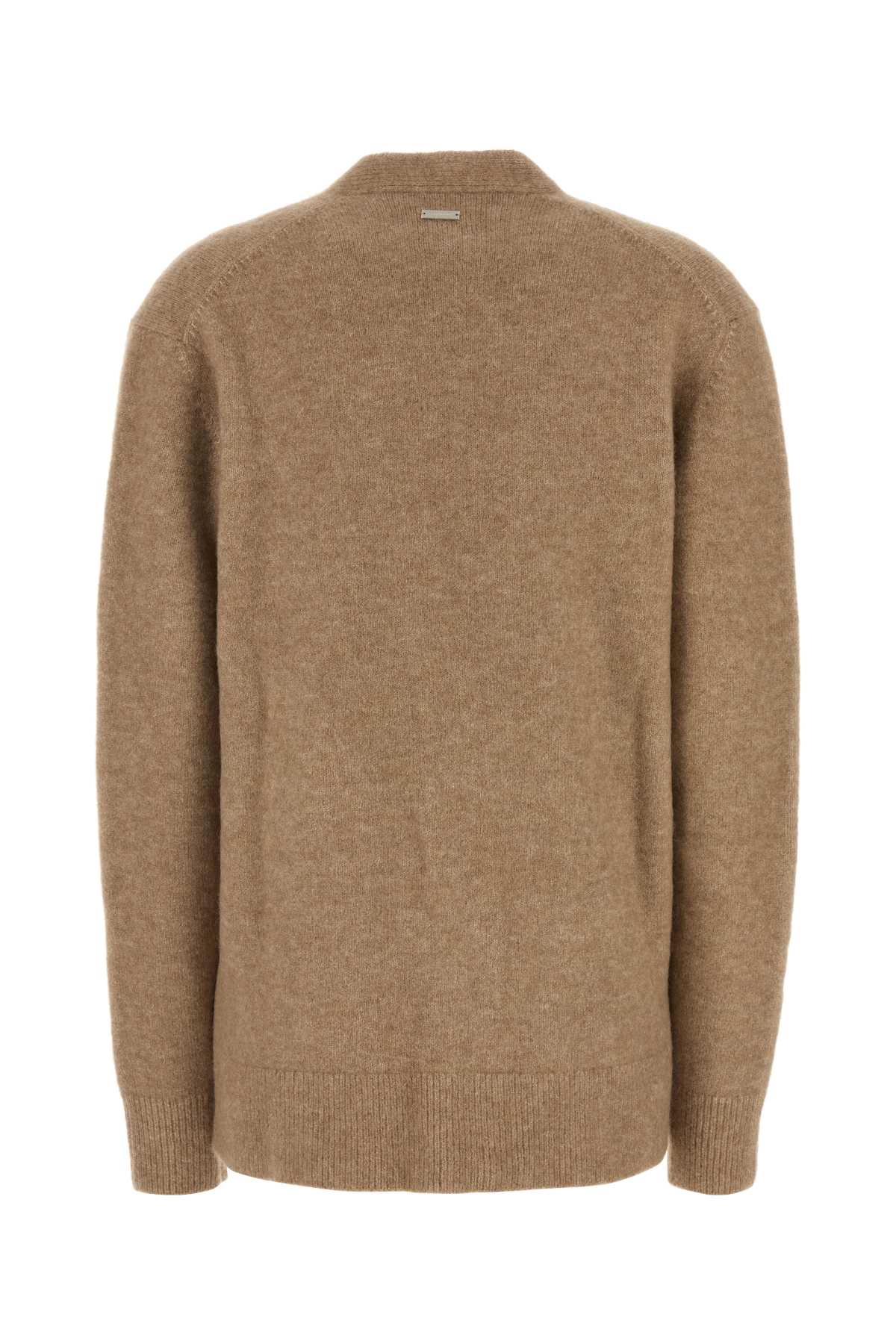 FERRAGAMO CAMEL STRETCH ALPACA BLEND OVERSIZE CARDIGAN