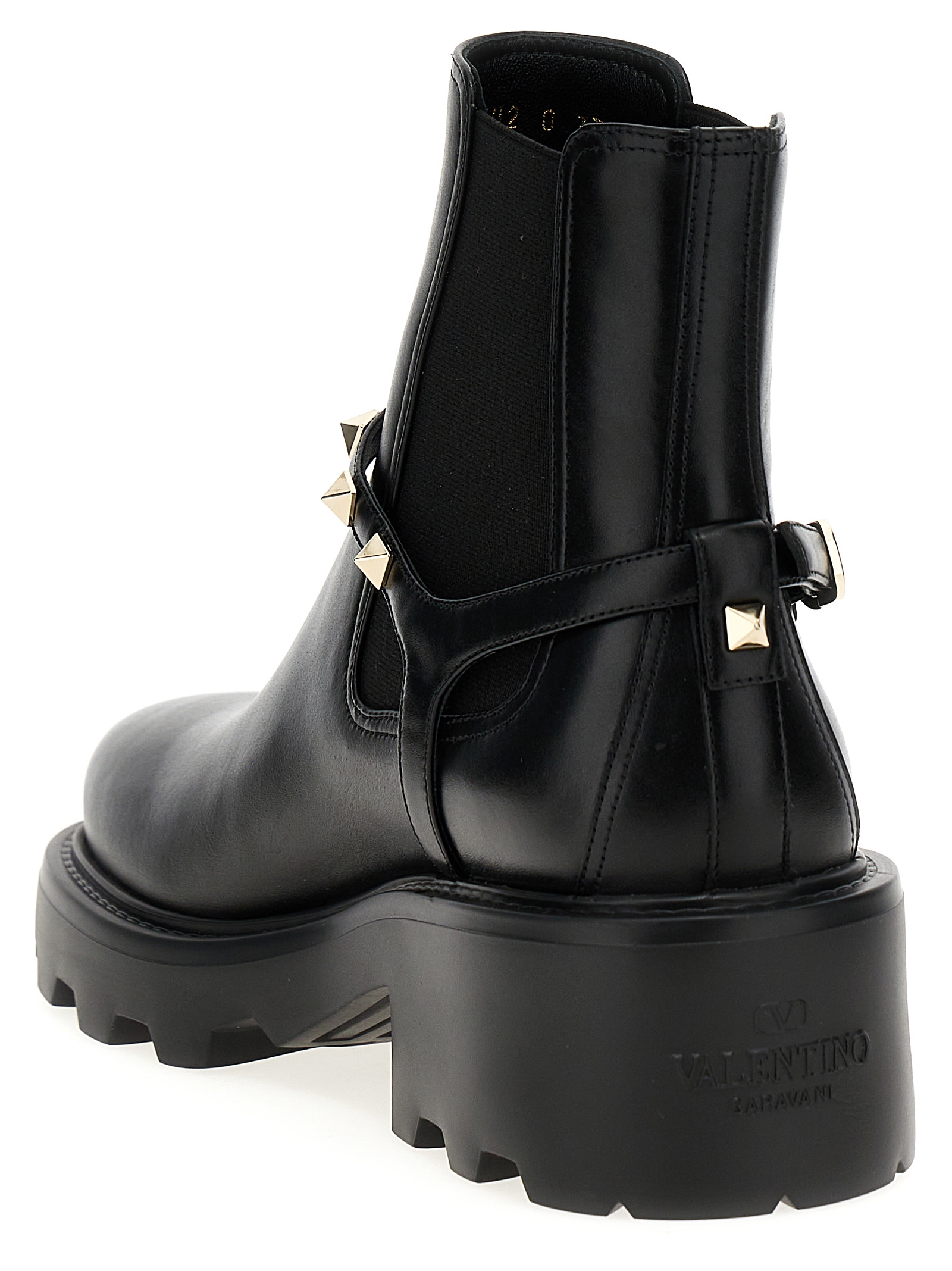 Shop Valentino Rockstud Ankle Boots In Black