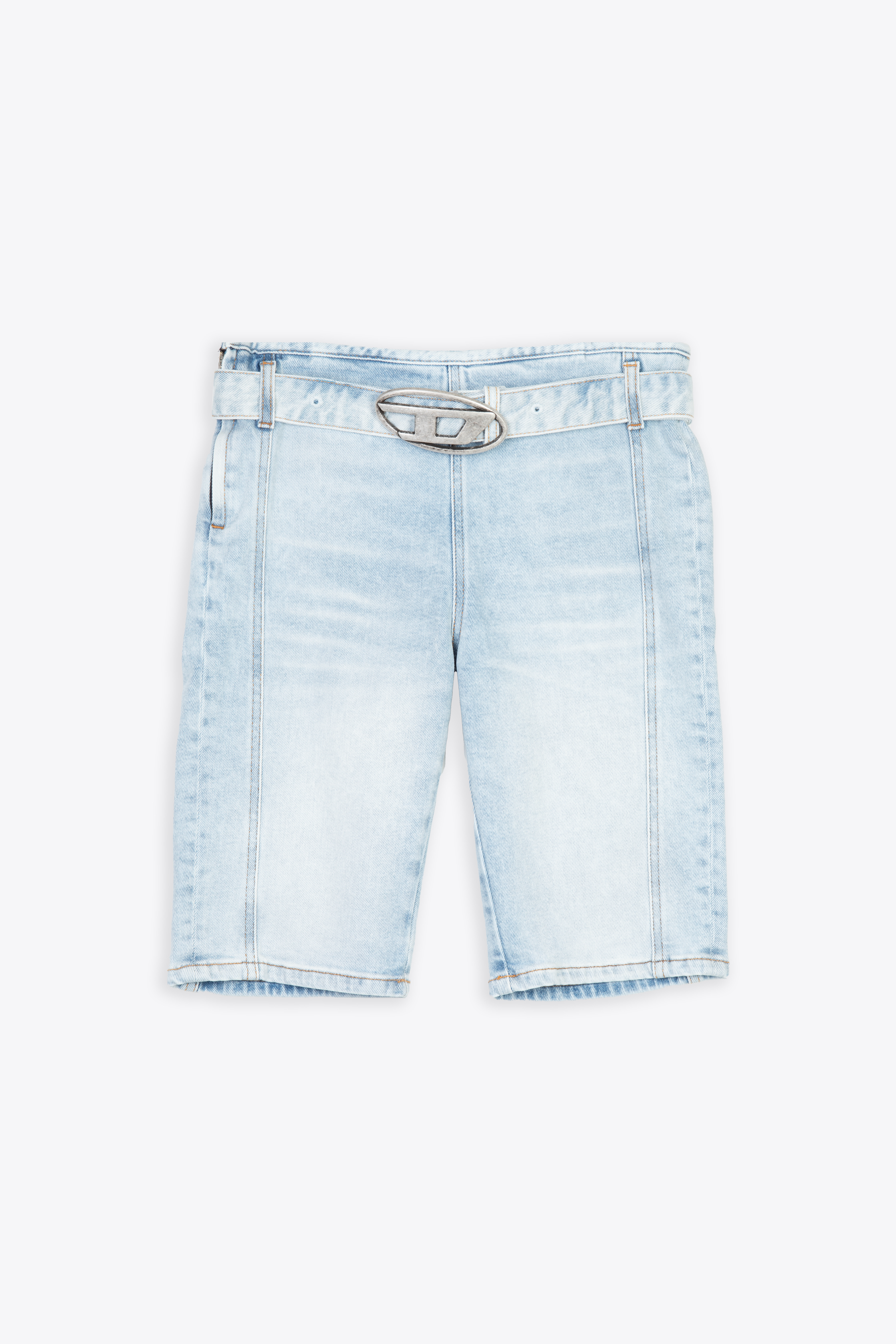 De-ginny-s Light Blue Denim Short With Belt - De Ginny S