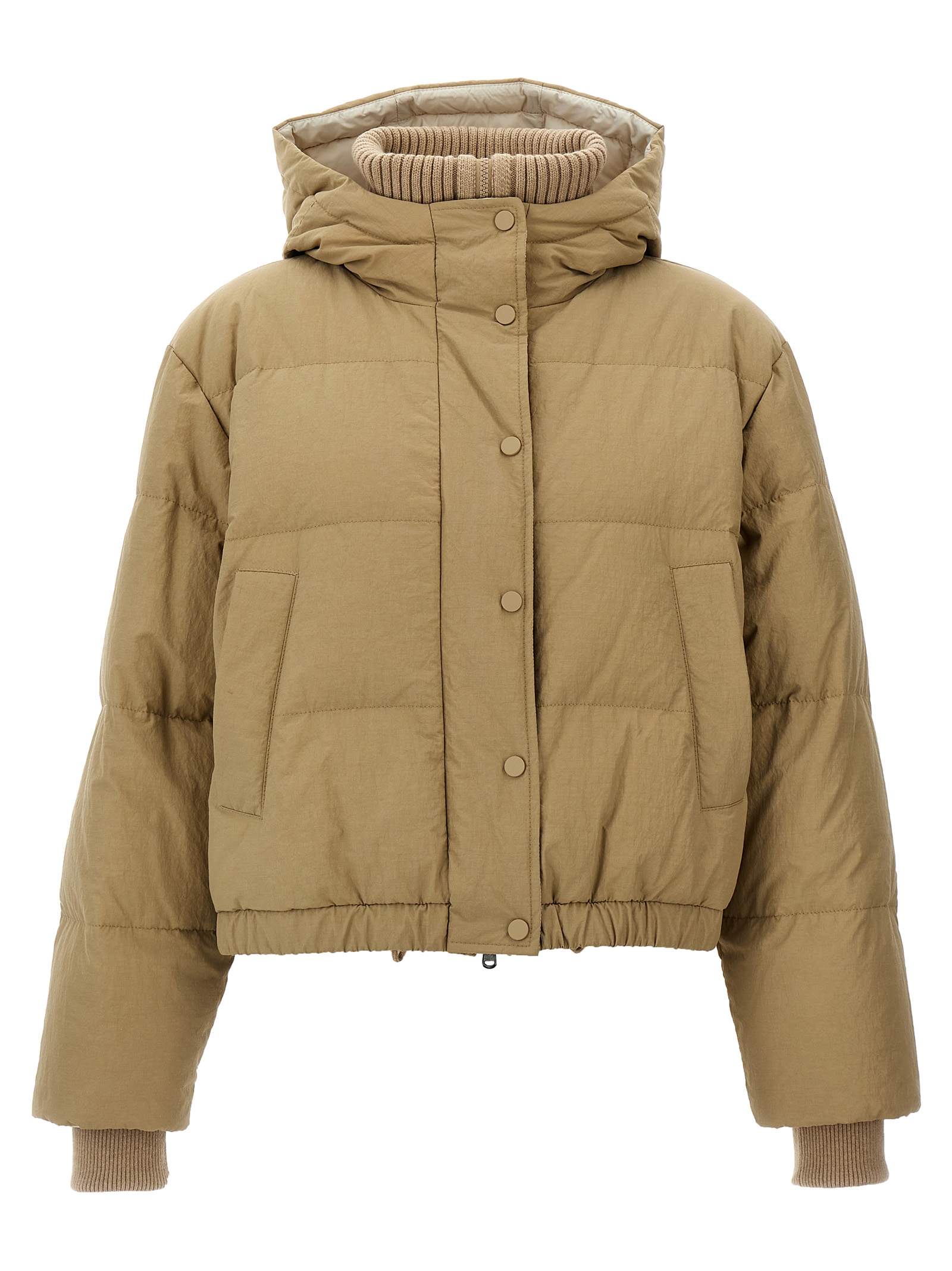 Hooded Knit Insert Down Jacket