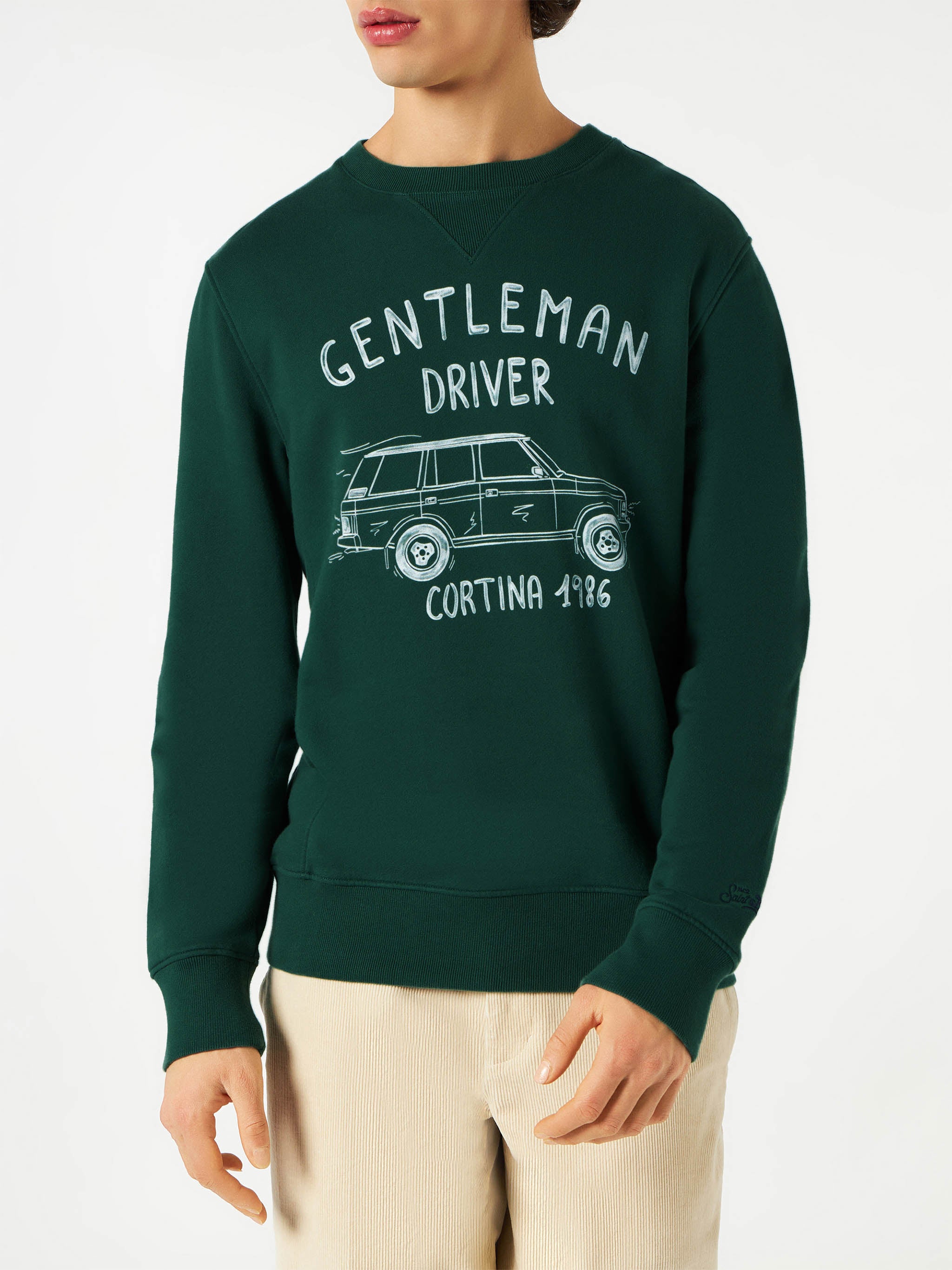 Cotton Sweatshirt With Gentleman Driver Cortina 1986 Writing