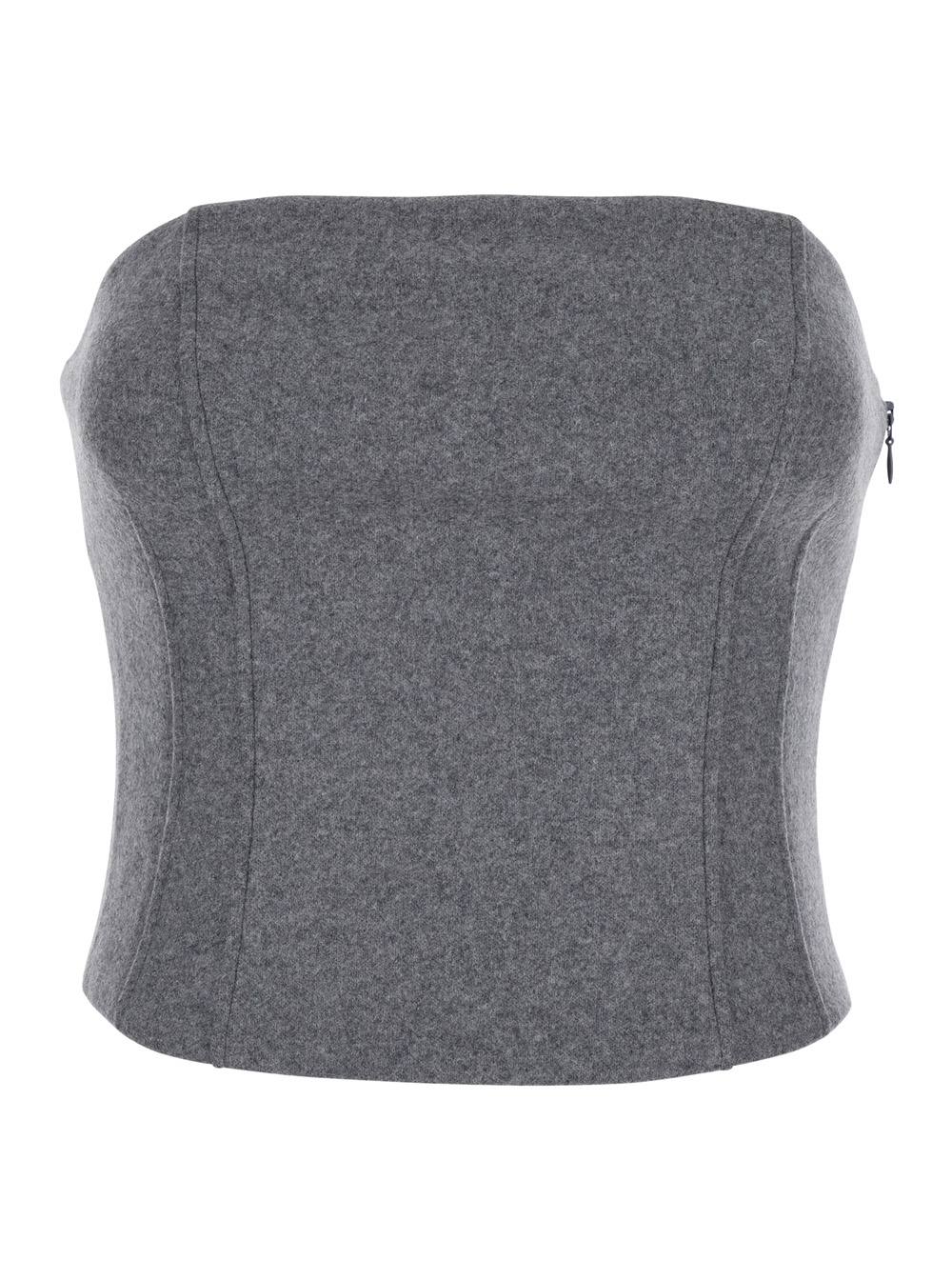 selina Grey Cropped Top With Pence In Wool Woman