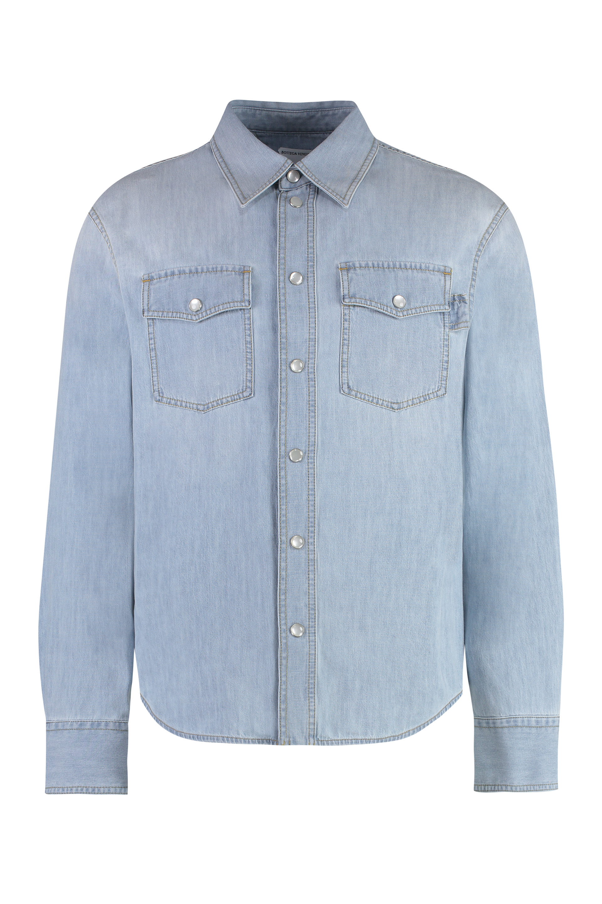 Collared Long-sleeve Denim Shirt