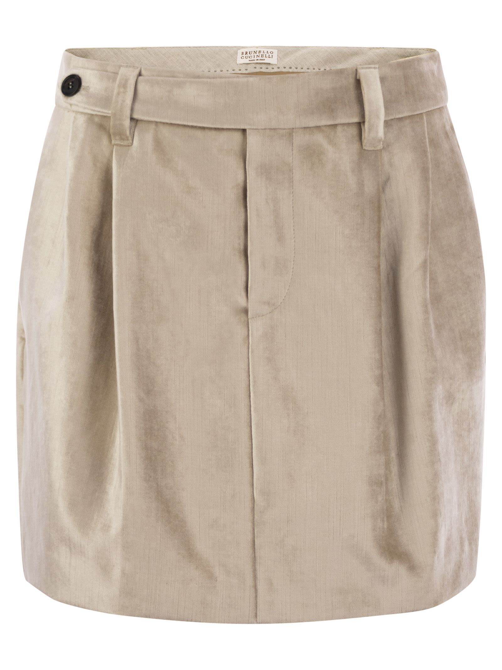 Sleek Cotton Viscose Velvet Mini Sartorial Skirt