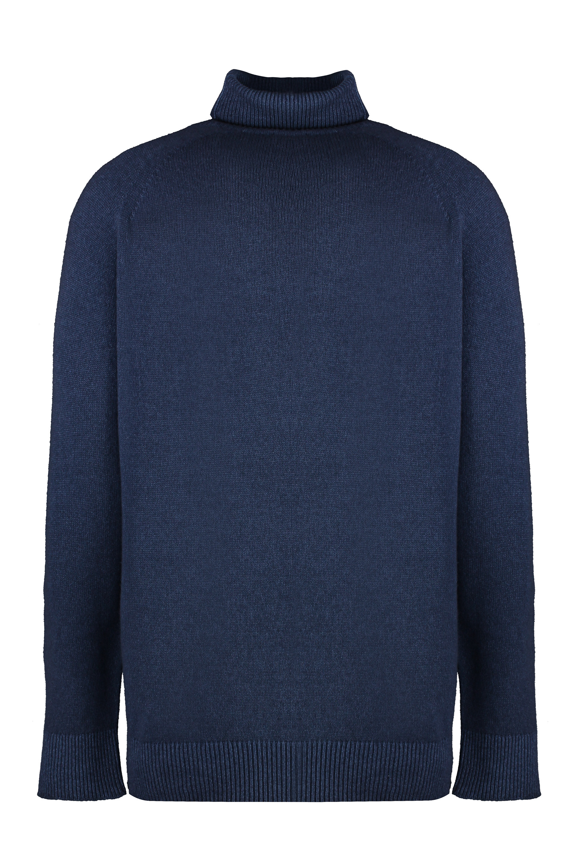 Malo Man Turtleneck Navy Size 36 Virgin Wool In Blue