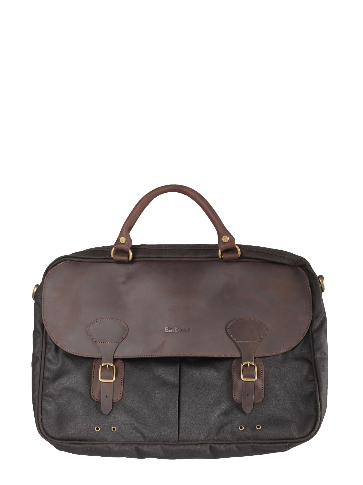 Waxed Cotton And Leather Briefcase Barbour