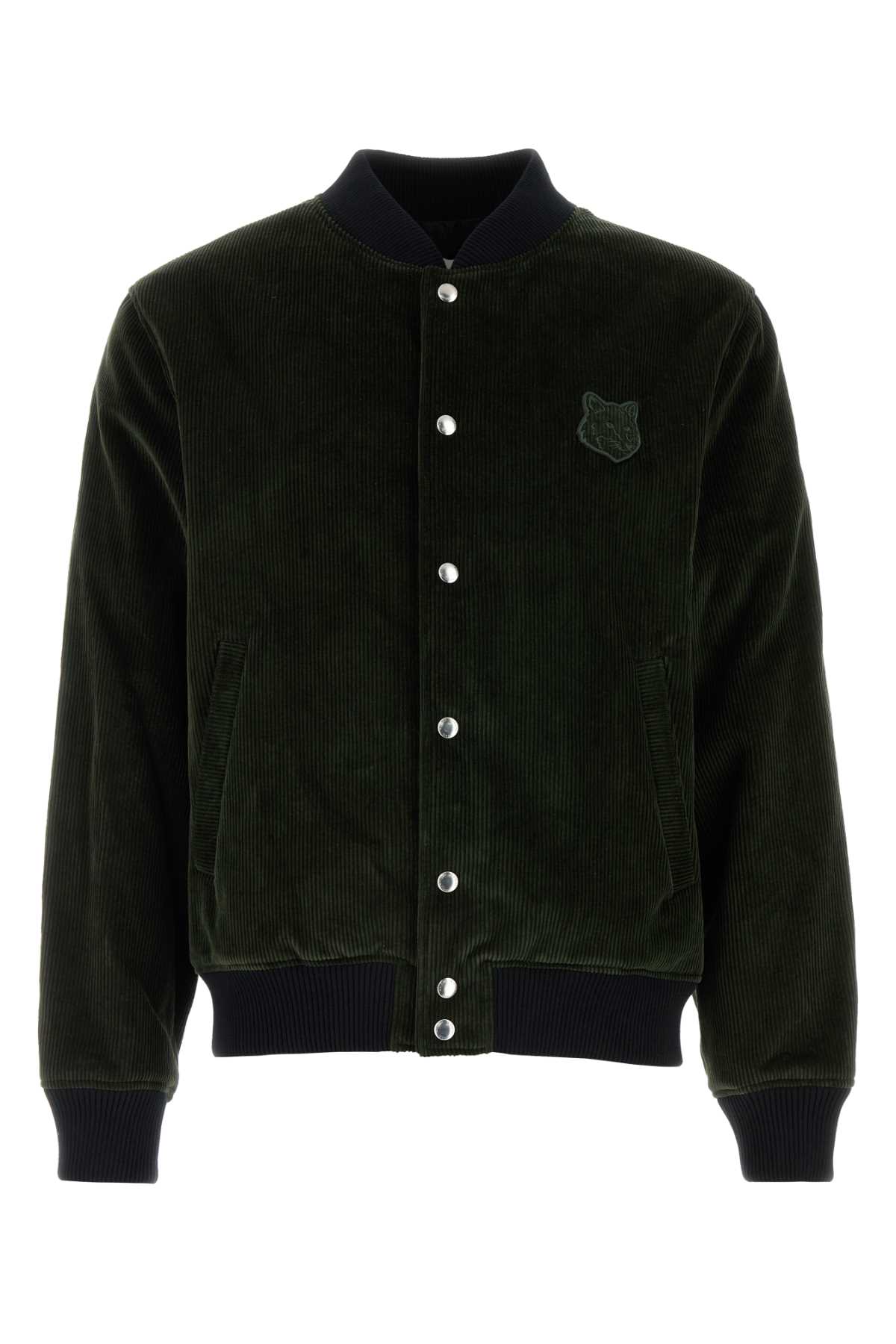 Maison Kitsuné Dark Green Corduroy Bomber Jacket