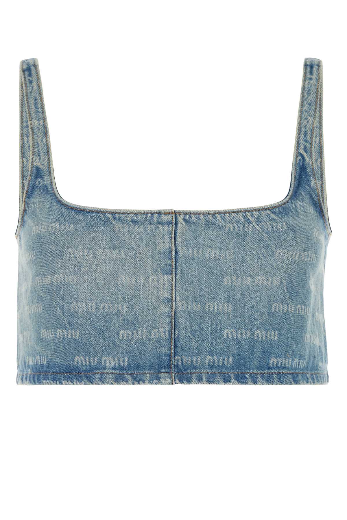 Printed Denim Crop-top