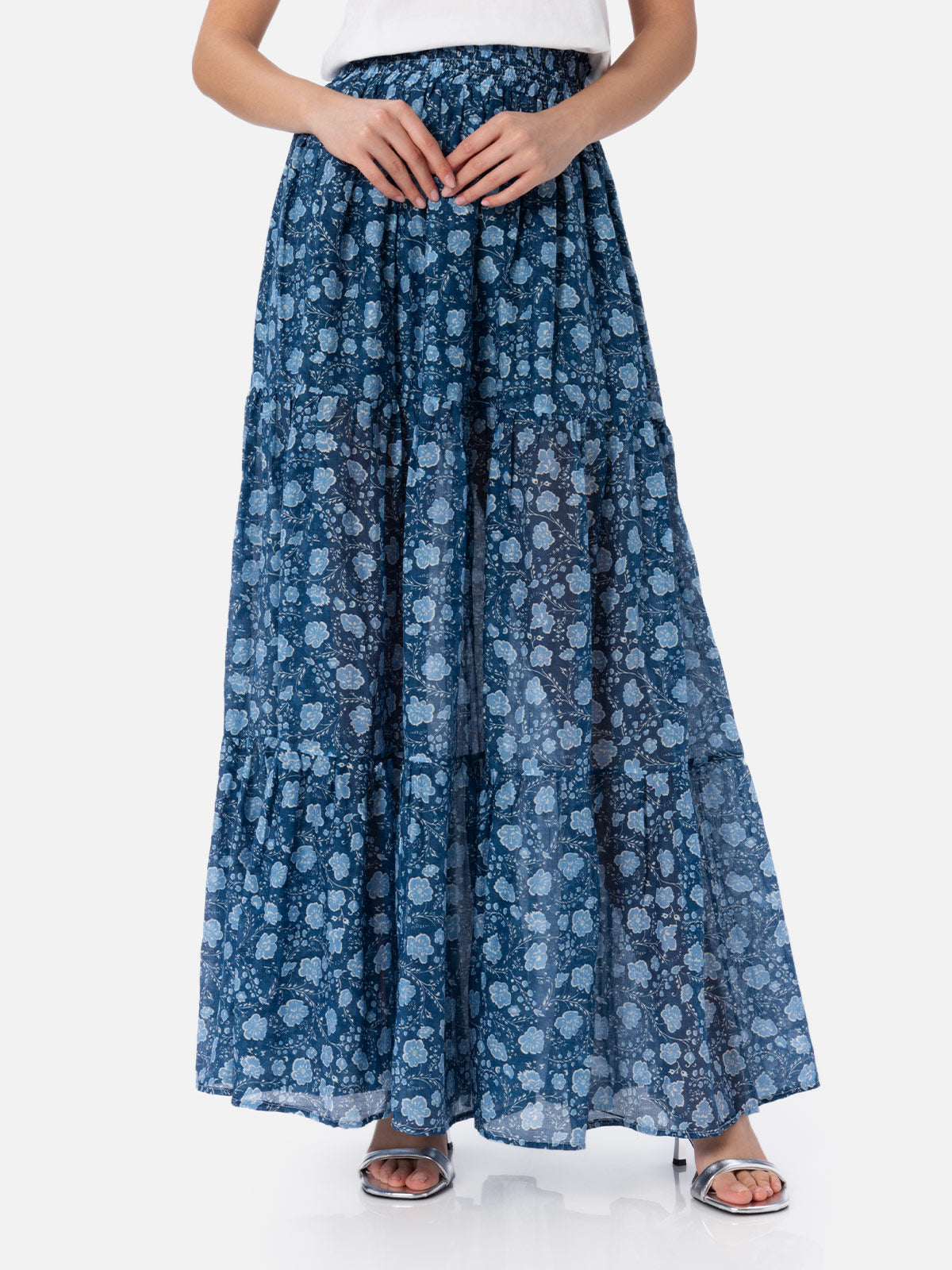 Woman Silk Voile Pleated Long Skirt Cheyenne