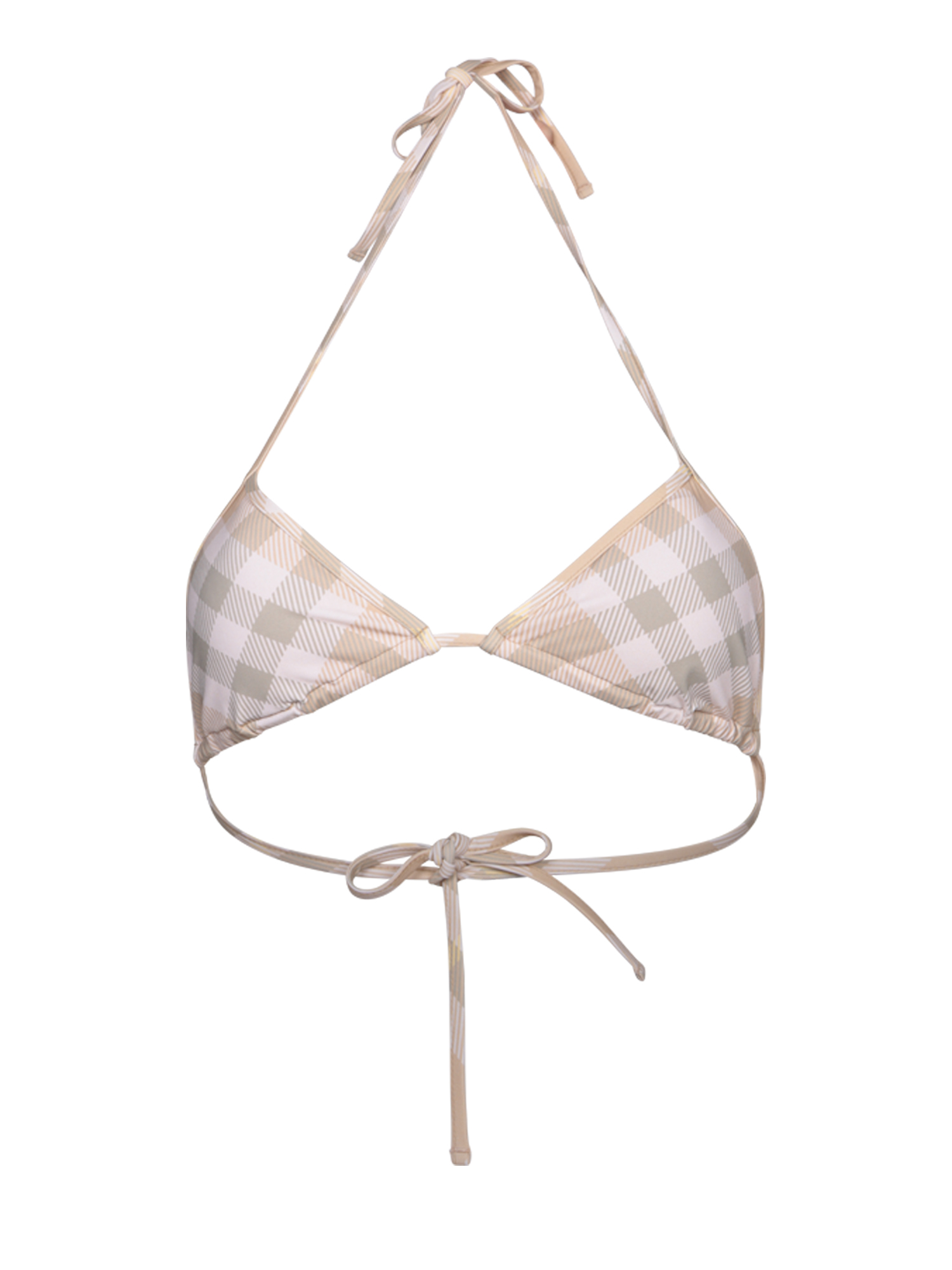 Checked Halterneck Triangle Bikini Top