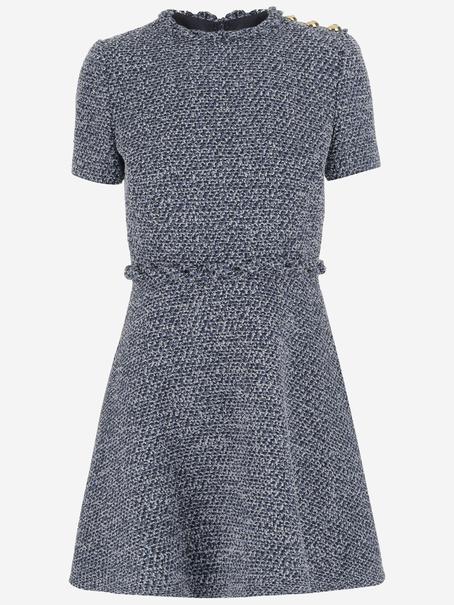 Textured Tweed Denim Short Dress