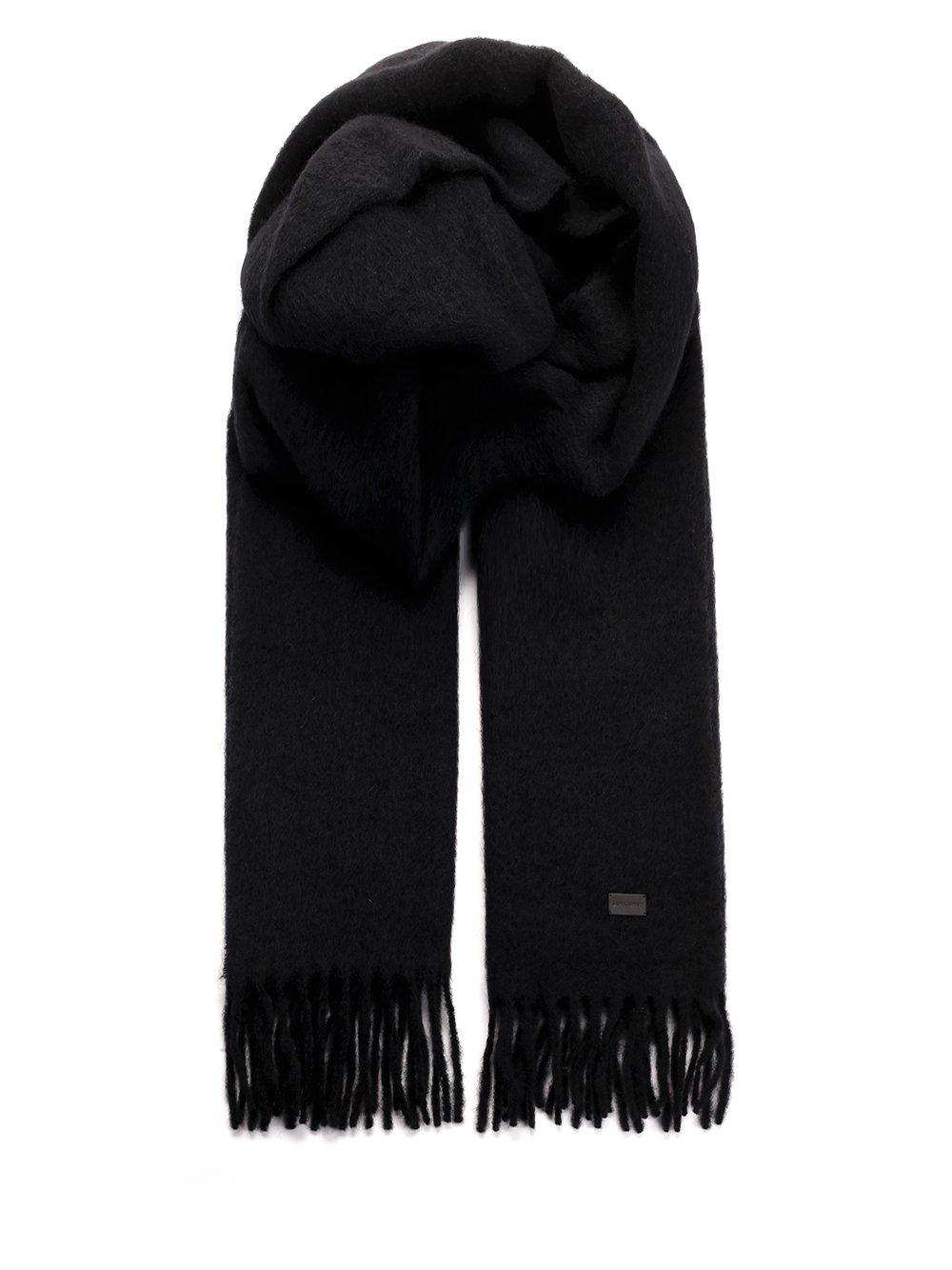 Logo Plaque Fringed Scarf