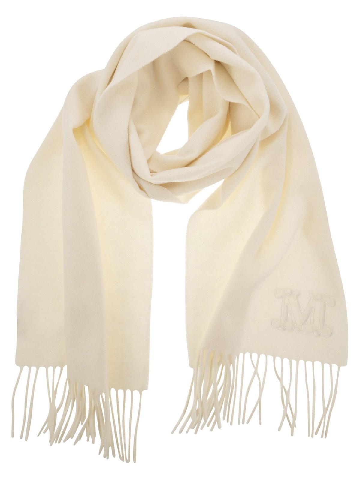 Logo Embroidered Fringed Edge Scarf