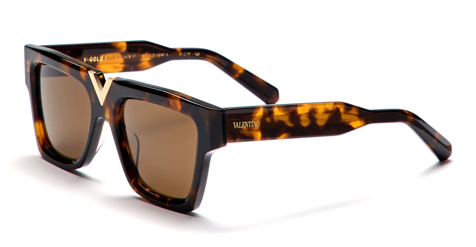 Shop Valentino V-gold-i - Brown Tortoise / Gold Sunglasses In Havana