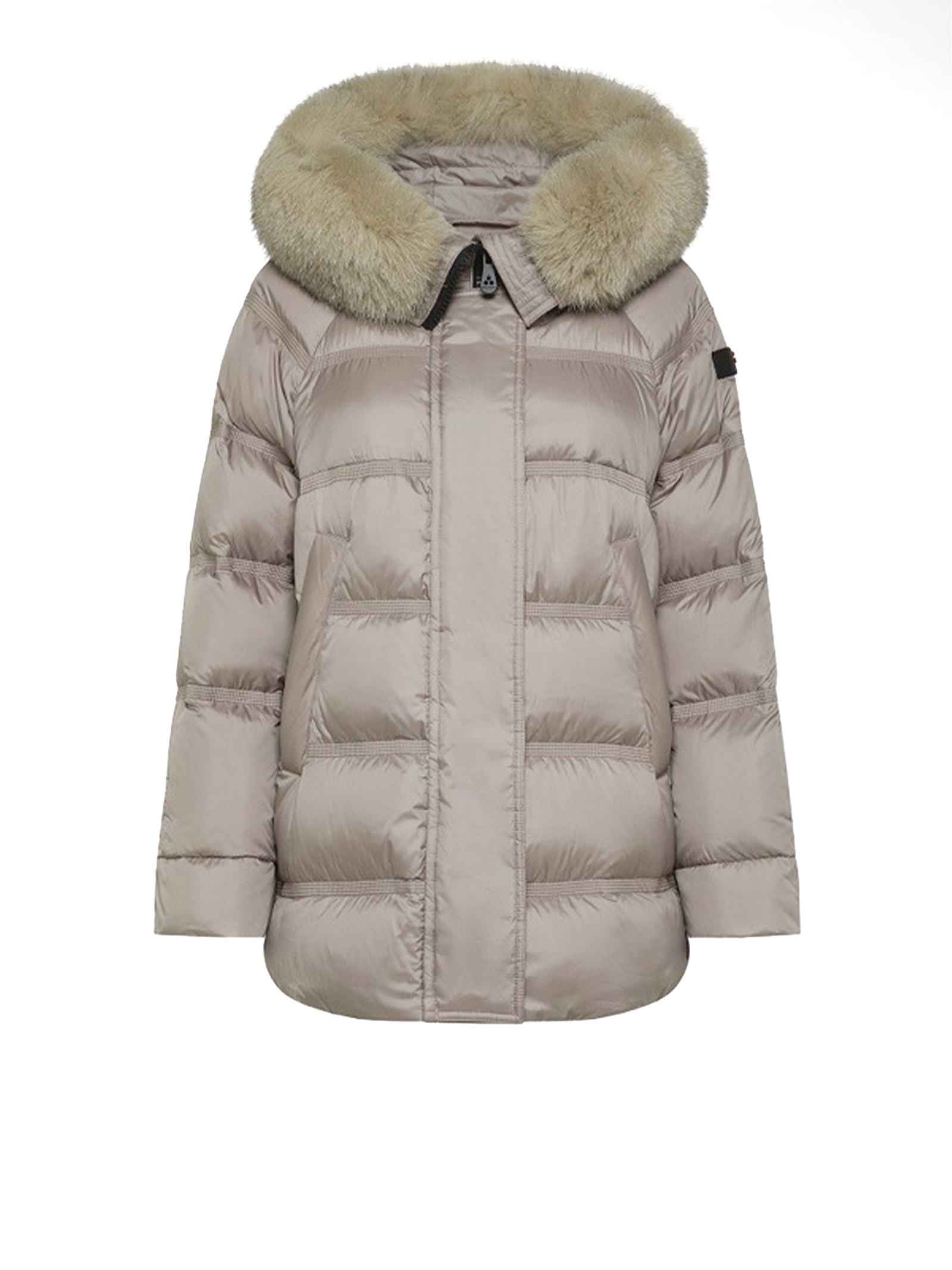 Takan Beige Puffer Jacket With Fur Hood