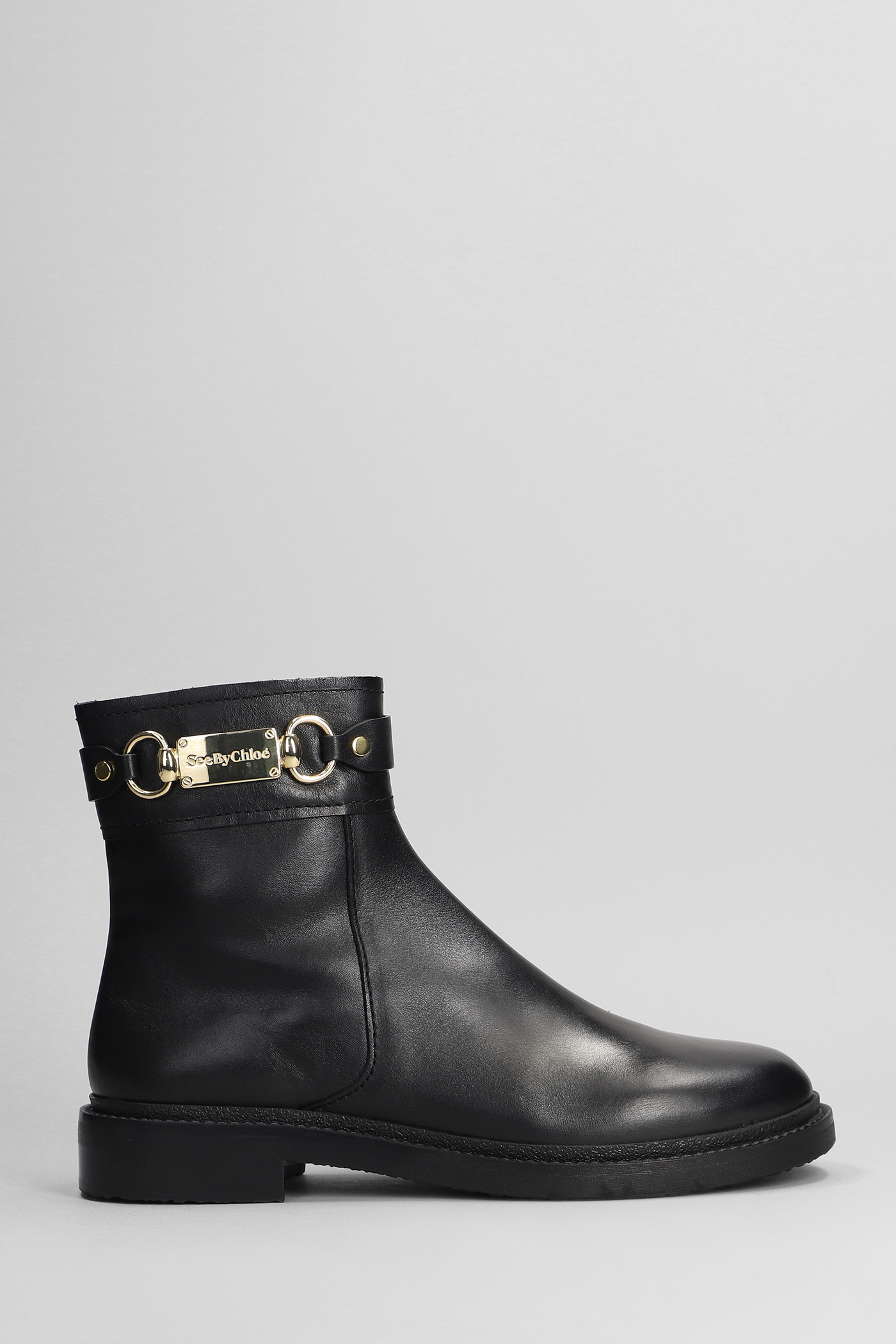 See by Chloé Signature 1 Low Heels Ankle Boots In Black Leather