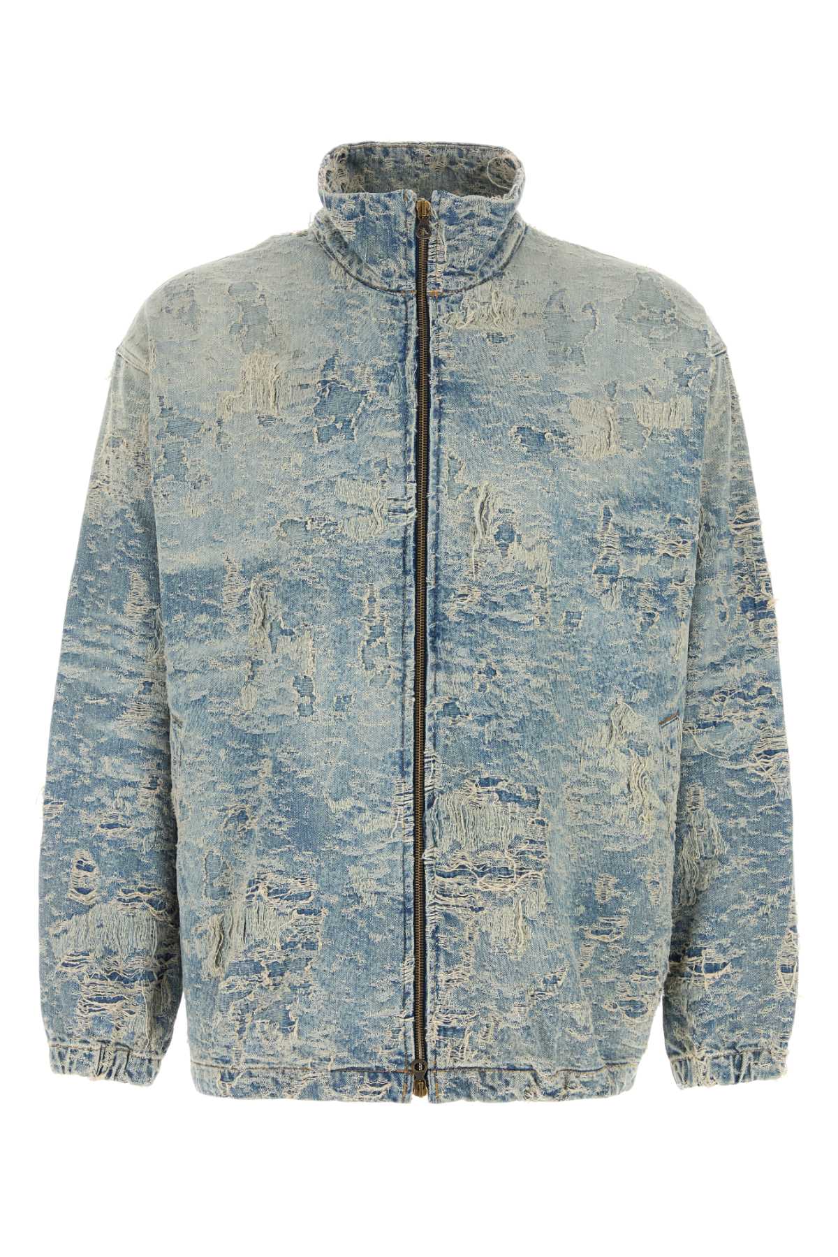 Diesel 'd-krap' Light-blue Worn Effect Jacket With Zip And Raised Collar In 01