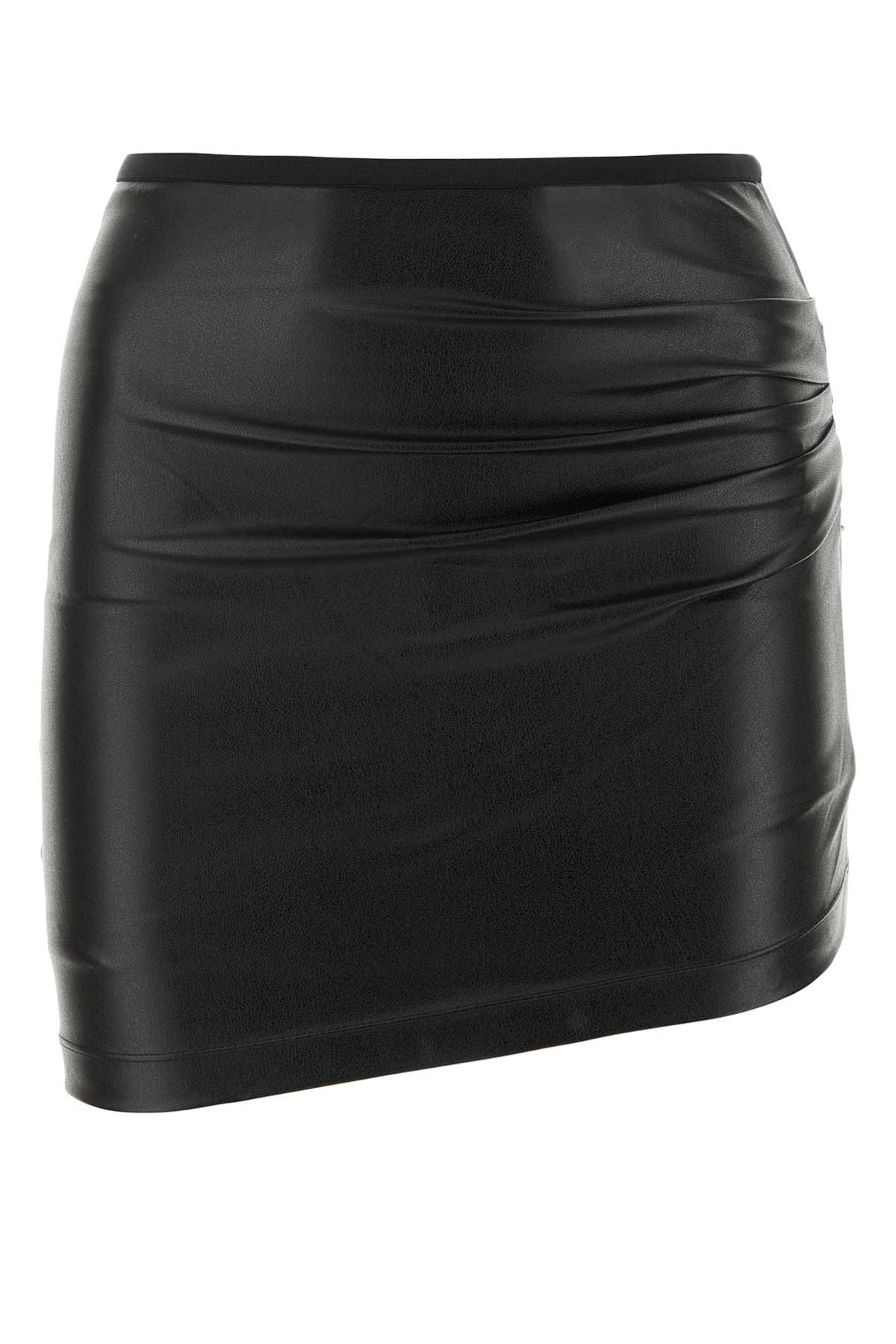 Black Synthetic Leather Mini Skirt