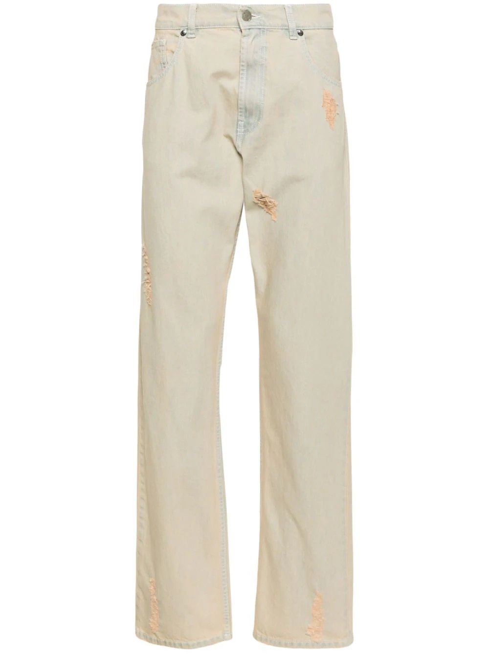 Mid-rise Straight-leg Distressed Jeans