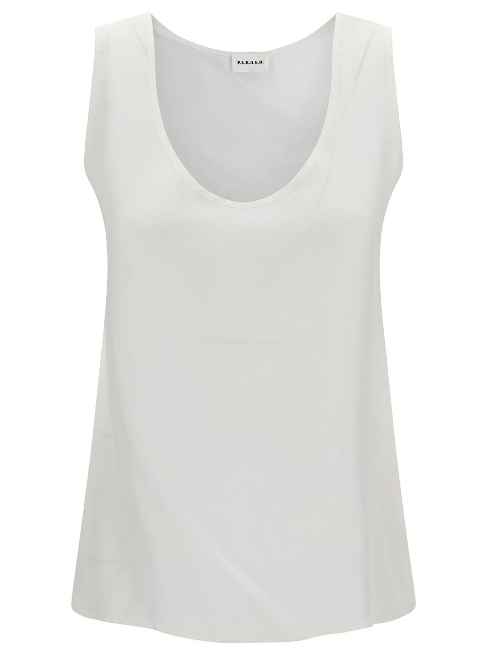 Parosh White Tank Top With Plunging U Neckline In Polyamide Woman