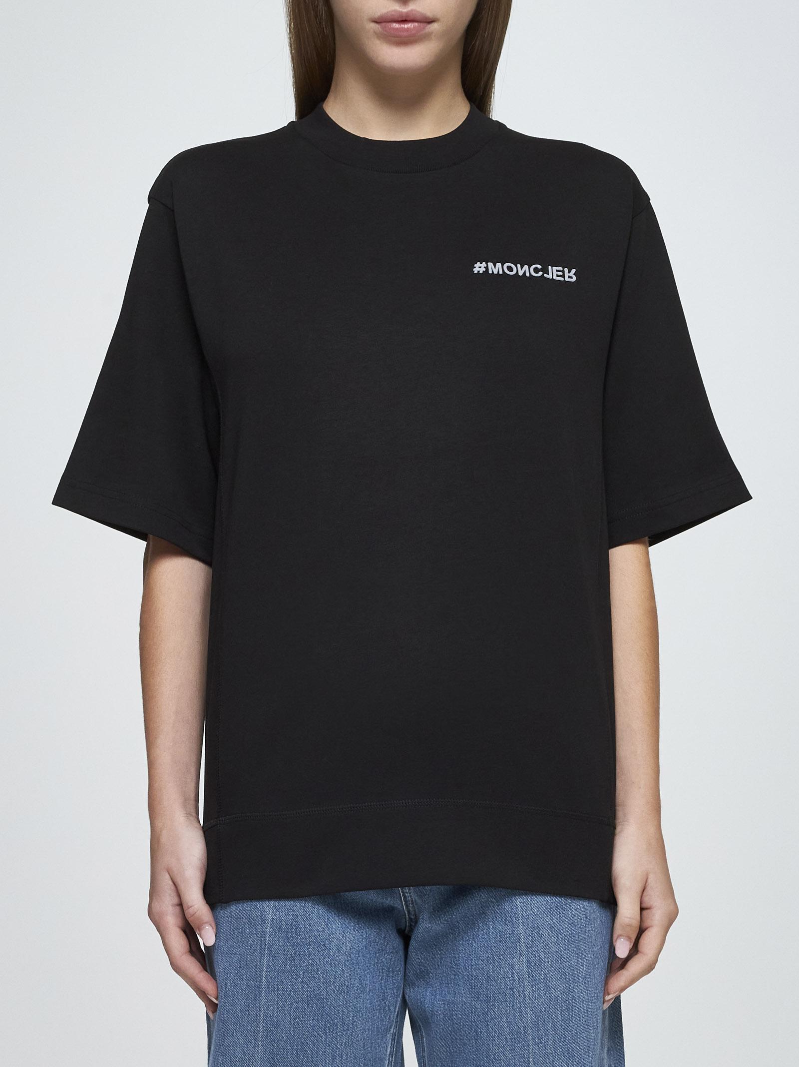 Moncler Grenoble Embossed Logo Cotton Jersey T-shirt In Nero