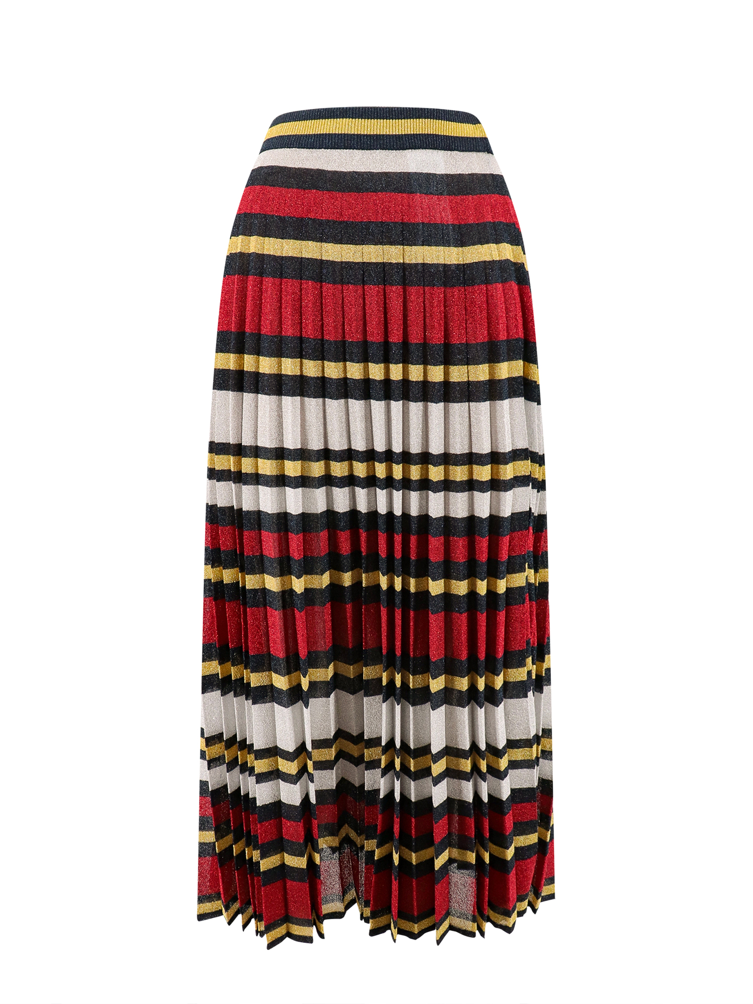 Midi Multicolor Pleated Striped Skirt In Lurex Woman