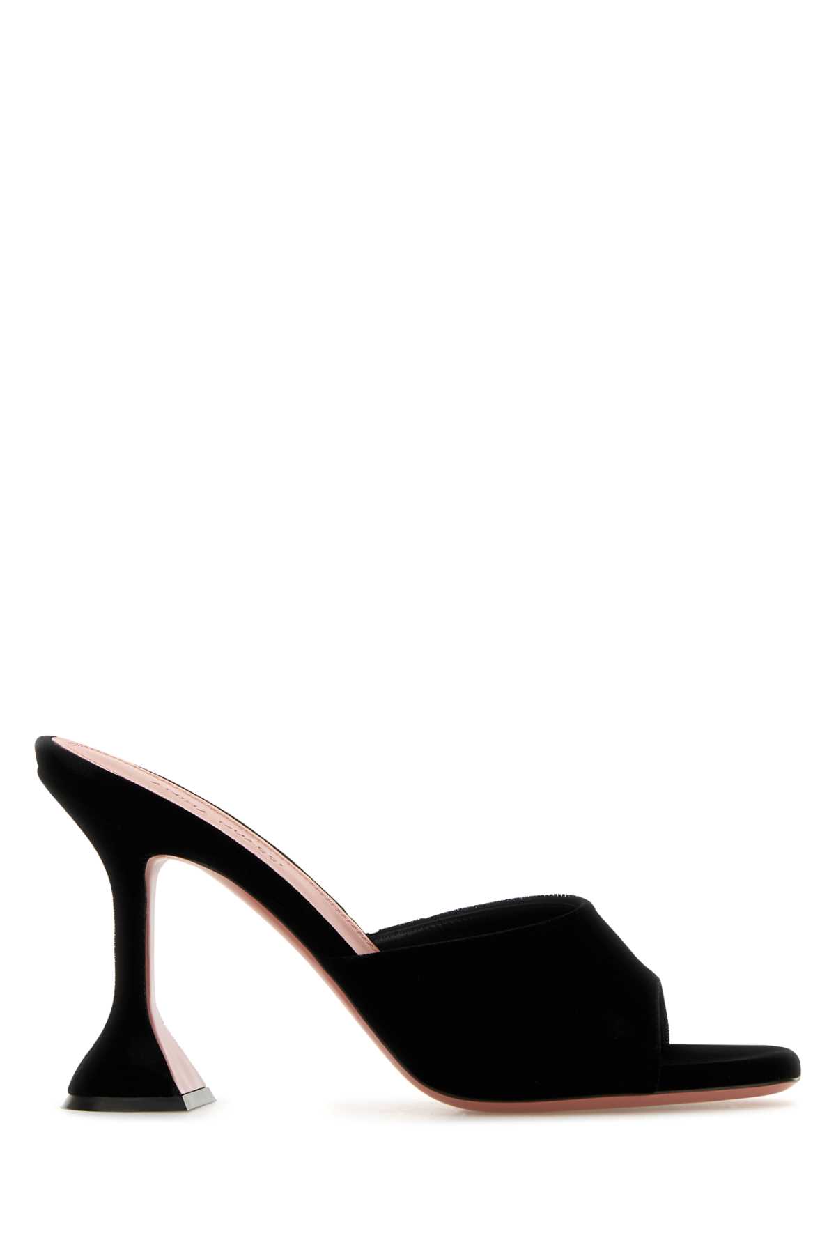 Amina Muaddi Lupita Suede Pedestal Mule Sandals In Black