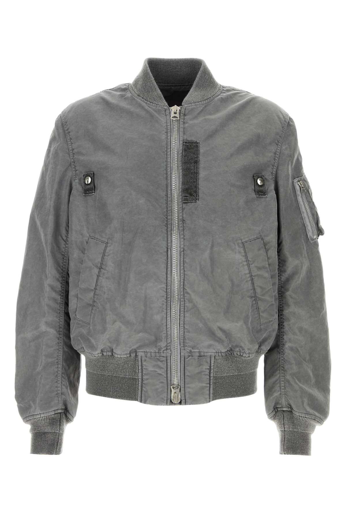 Dark Grey Nylon Bomber Jacket