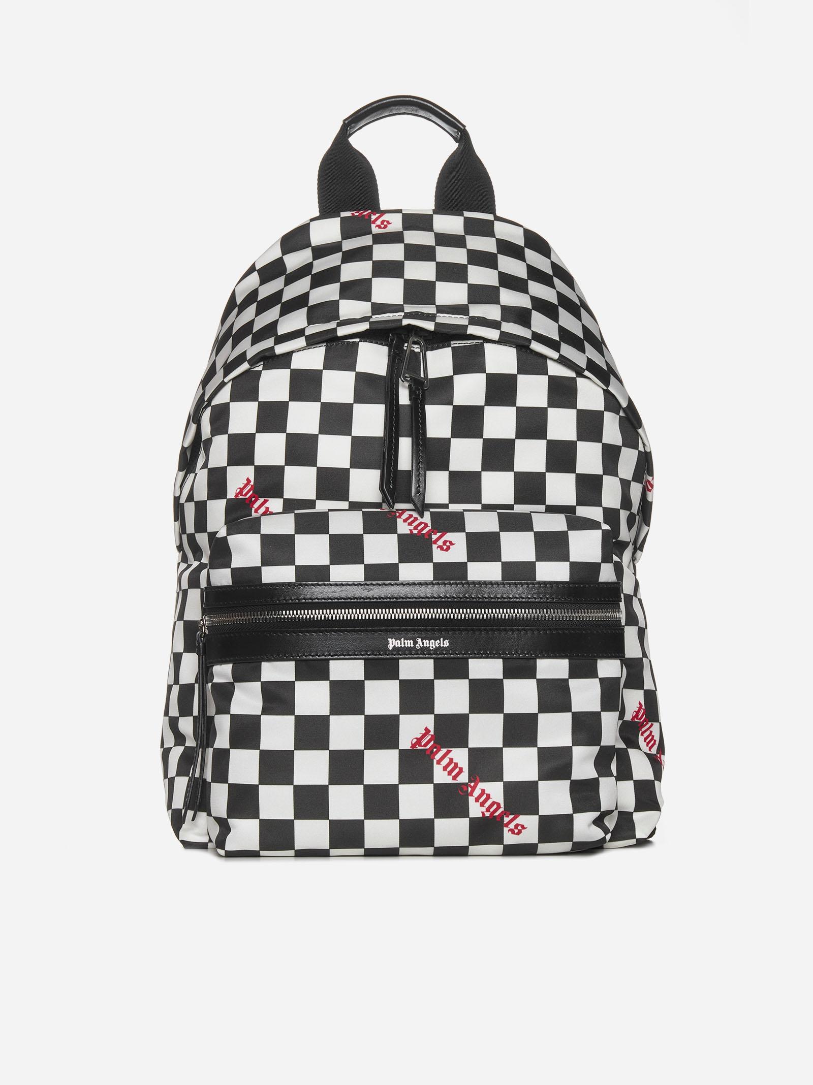 Check Print Nylon Backpack