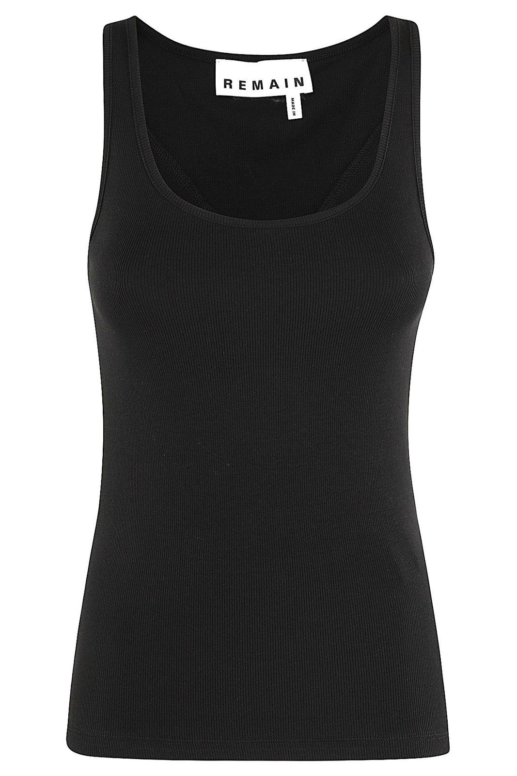 Logo Embroidered Ribbed Tank Top