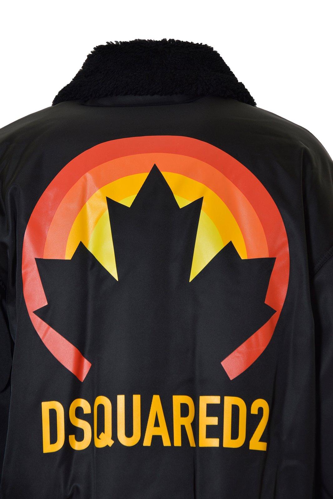 DSQUARED2 LOGO-PRINTED LONG-SLEEVED BOMBER JACKET JACKET