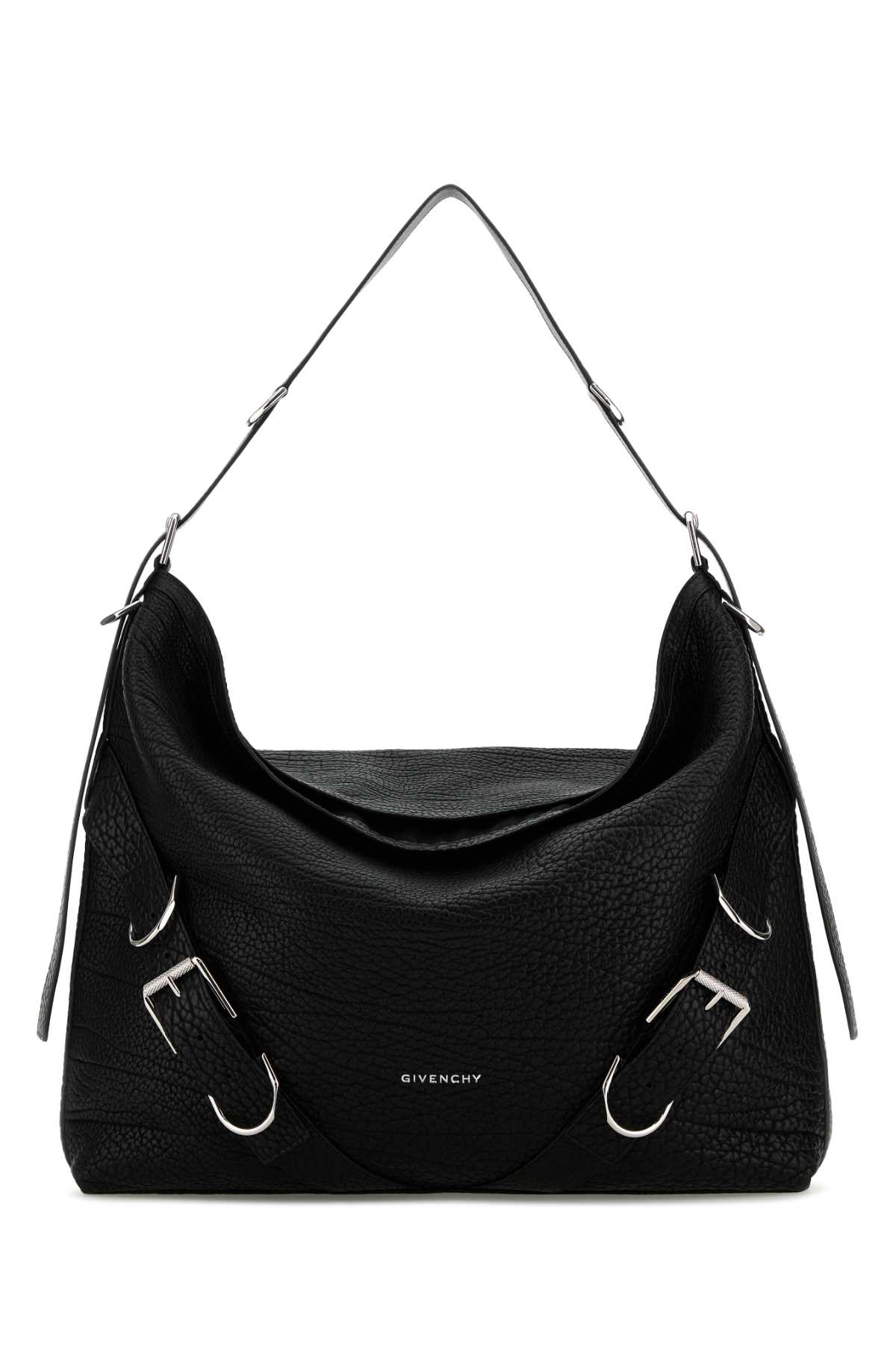 Black Leather Large Voyou Shoulder Bag