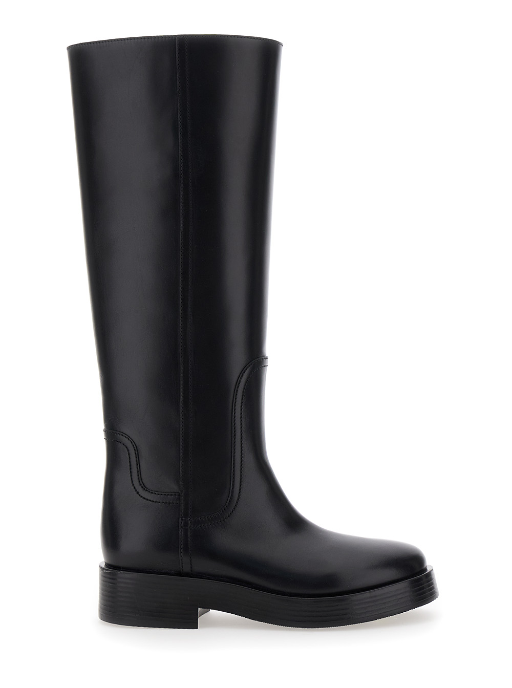 charlie Black Knee High Boots In Leather Woman