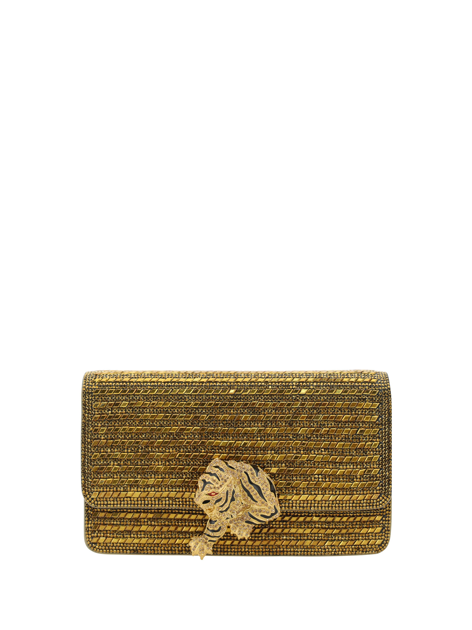 Golden Roar Handbag With Jewelled Tigers