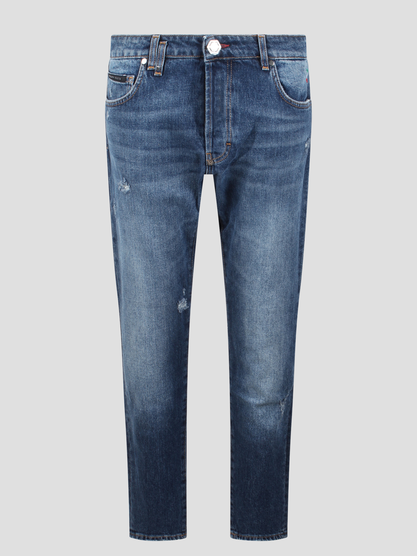 Skinny Fit Stone Washed Denim Trousers