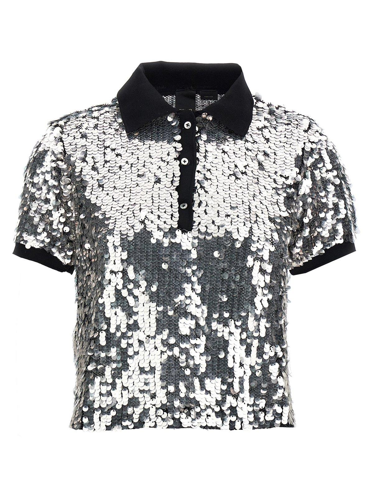 Pupazzo Sequin Embellished Short-sleeved Polo Top