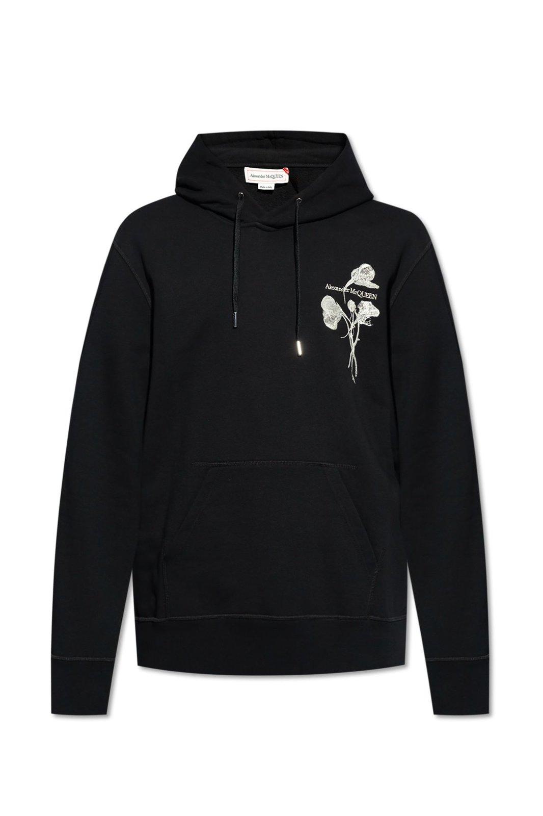 Embroidered Drawstring Hoodie