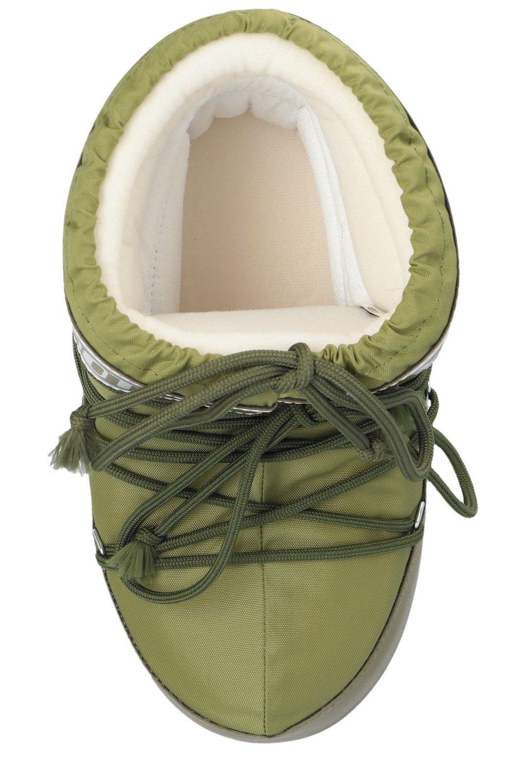 Moon Boot Mens Khaki Icon Low 2 Lace-up Nylon Snow Boots M In Verde