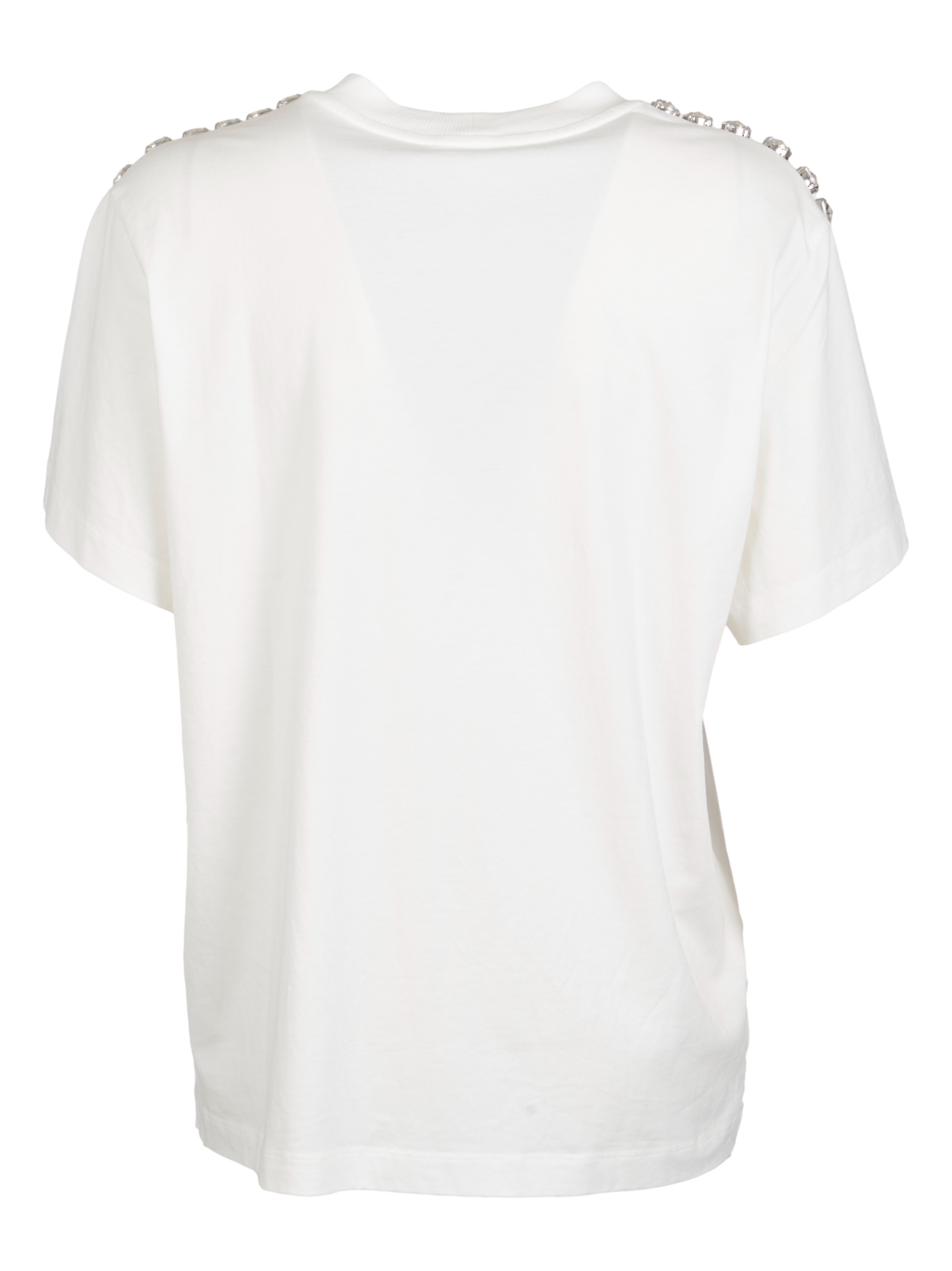 Shop Des Phemmes Crystal Embellished Regular T-shirt In White